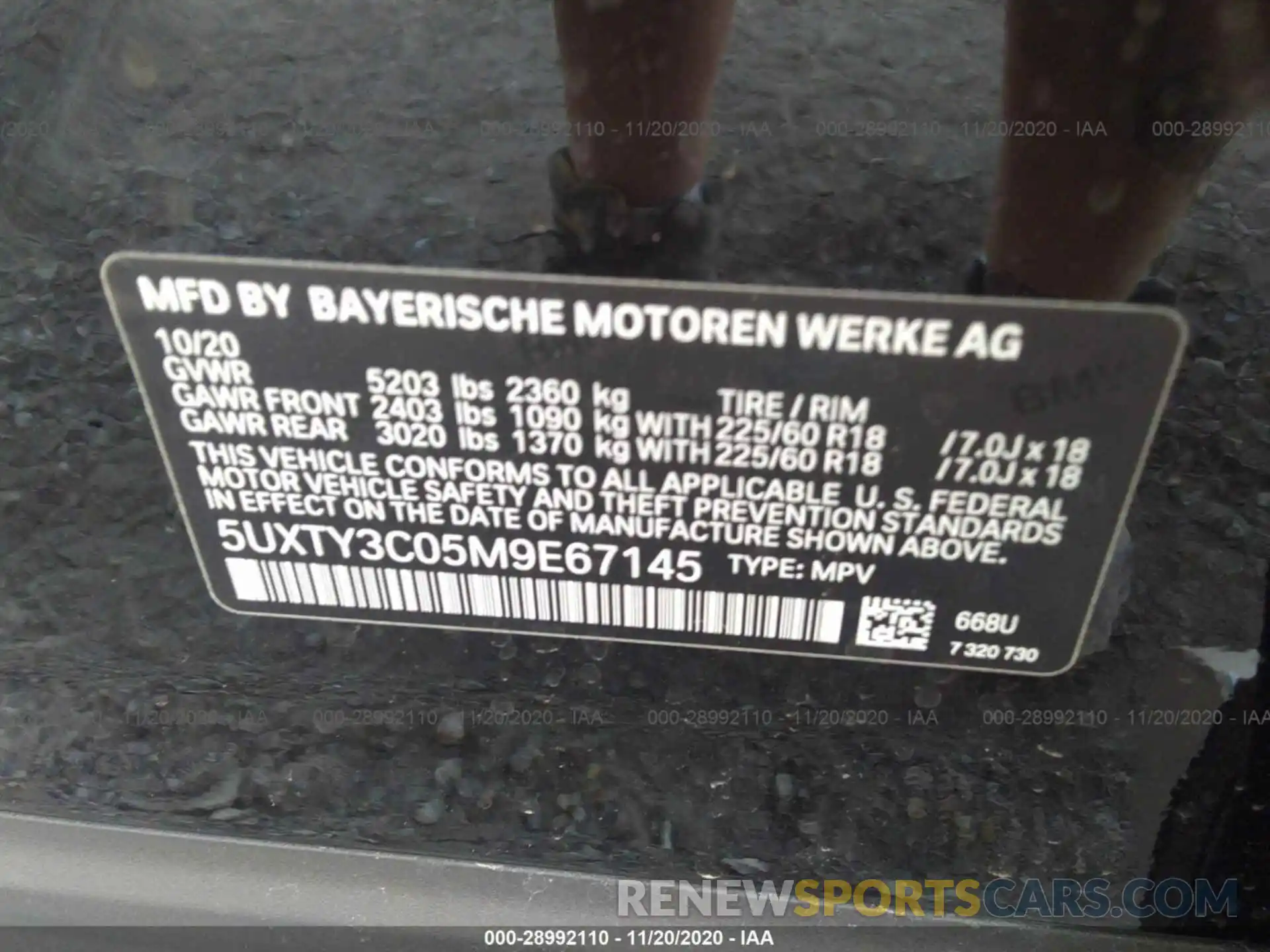 9 Photograph of a damaged car 5UXTY3C05M9E67145 BMW X3 2021
