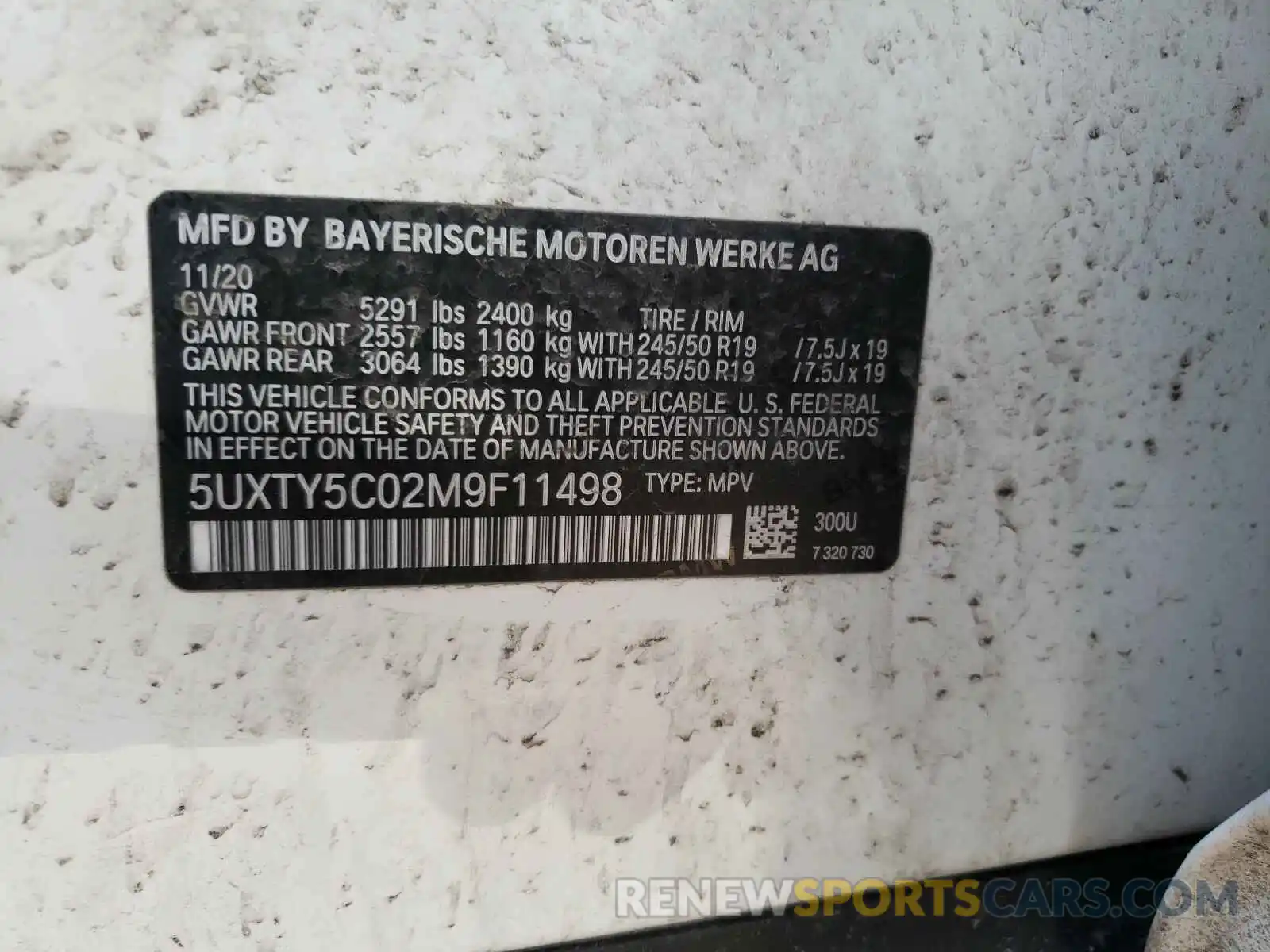 10 Photograph of a damaged car 5UXTY5C02M9F11498 BMW X3 2021