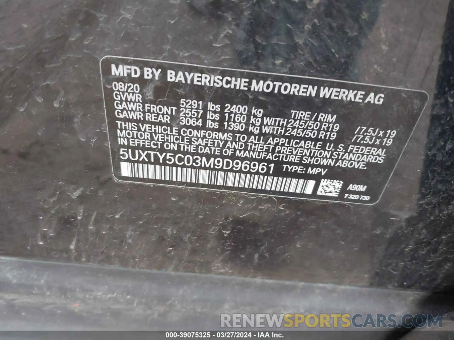 9 Фотография поврежденного автомобиля 5UXTY5C03M9D96961 BMW X3 2021