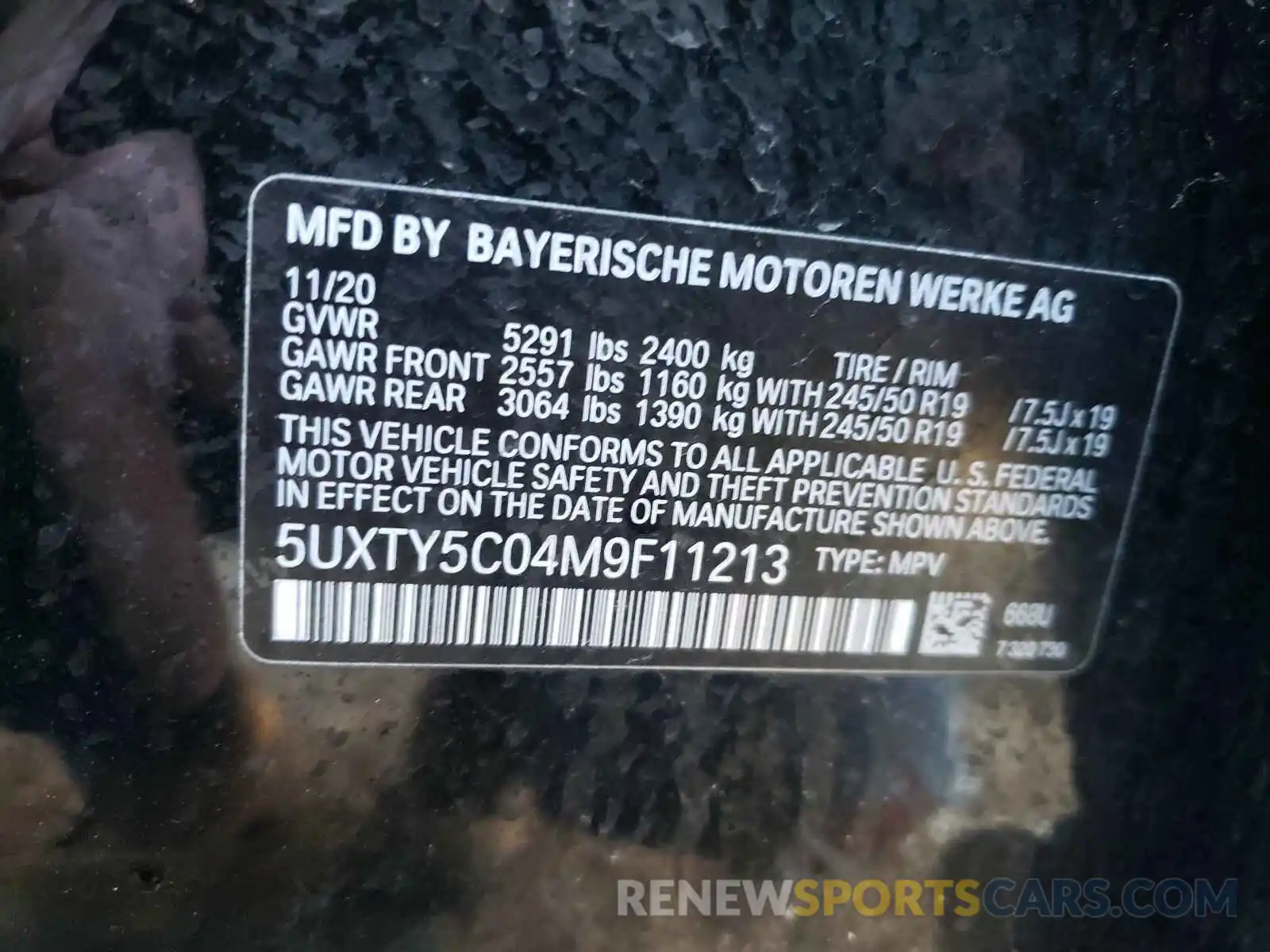 10 Photograph of a damaged car 5UXTY5C04M9F11213 BMW X3 2021