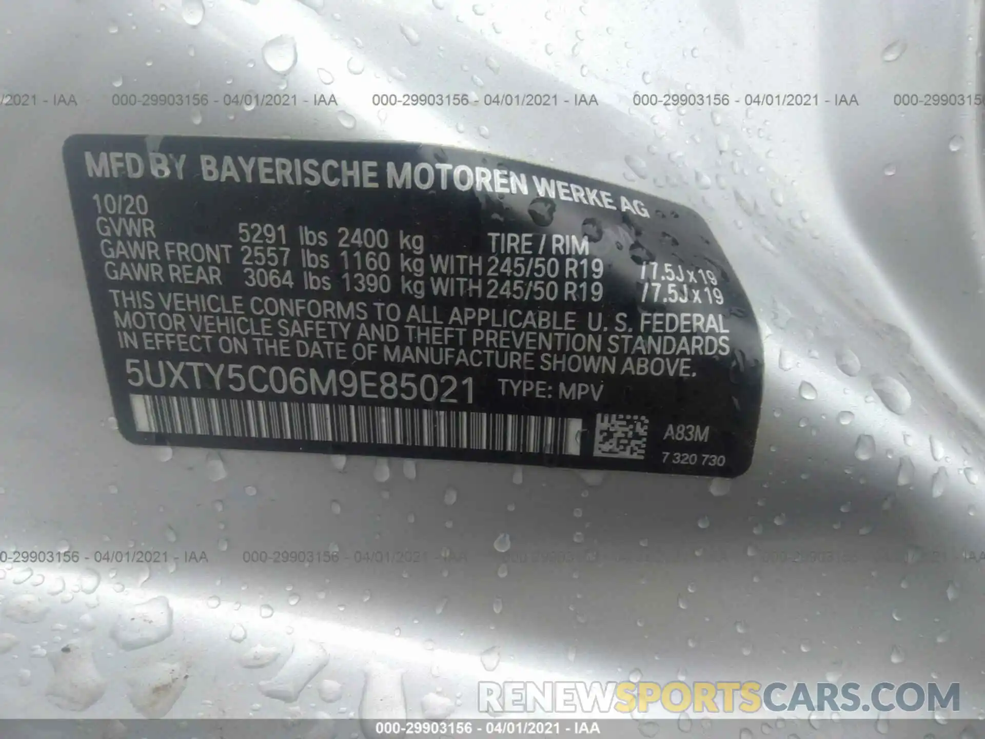 9 Фотография поврежденного автомобиля 5UXTY5C06M9E85021 BMW X3 2021