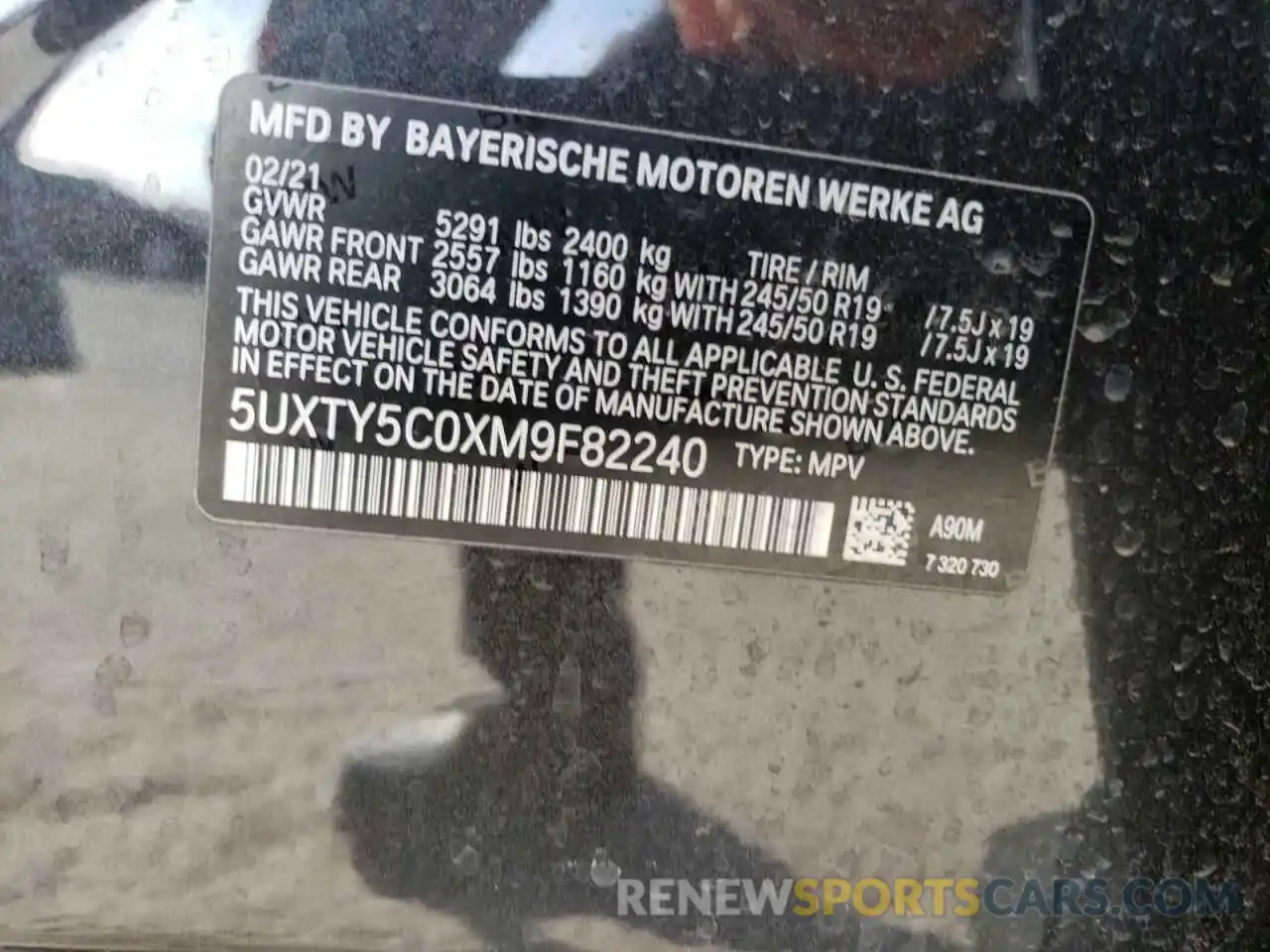 14 Photograph of a damaged car 5UXTY5C0XM9F82240 BMW X3 2021