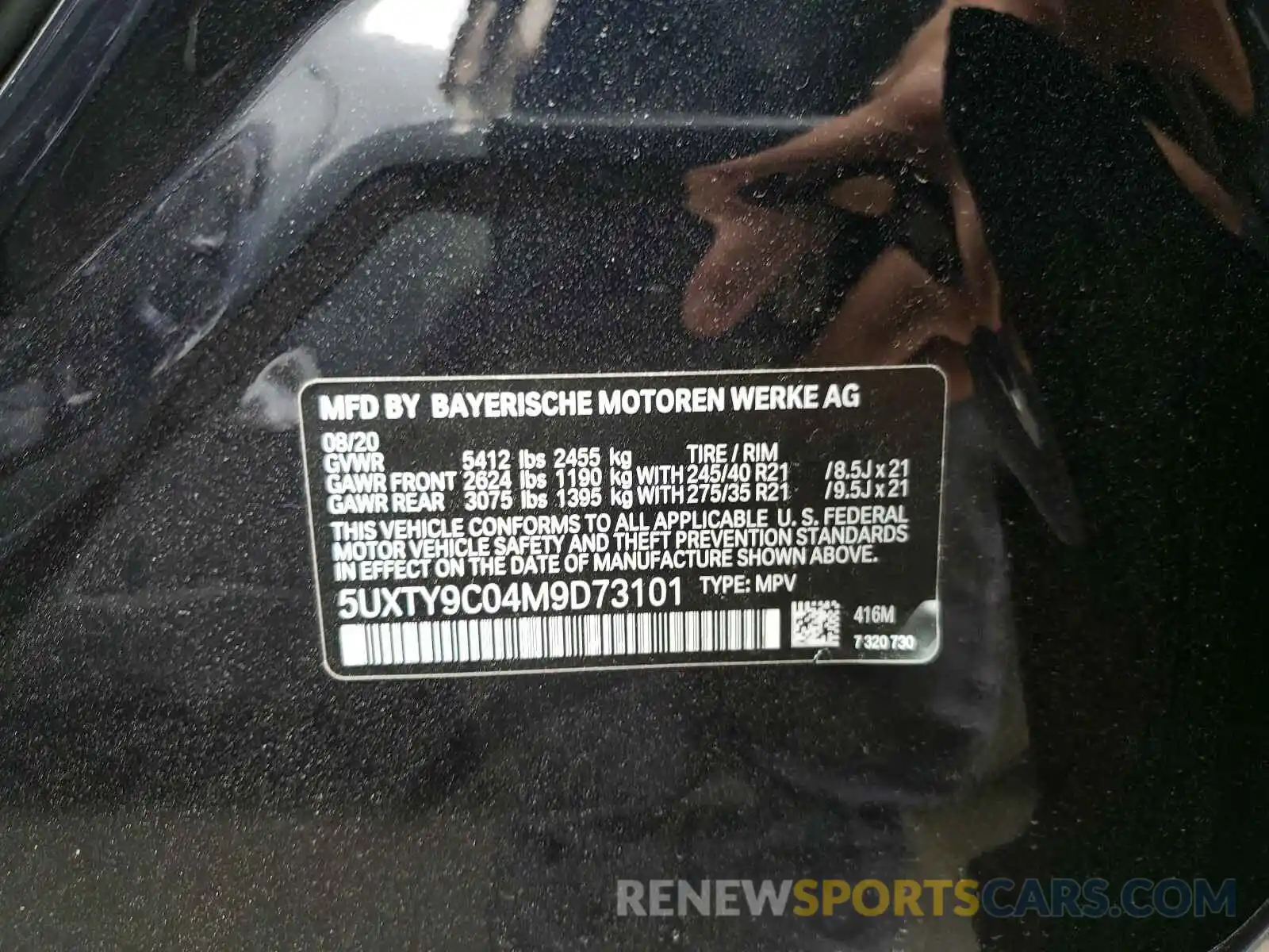 10 Photograph of a damaged car 5UXTY9C04M9D73101 BMW X3 2021