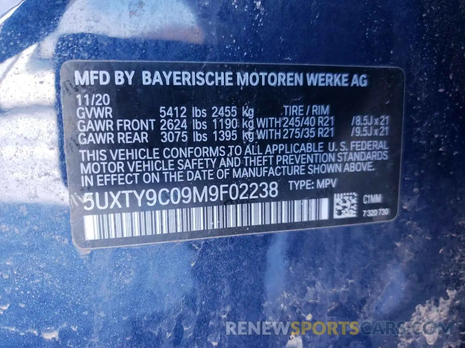 10 Photograph of a damaged car 5UXTY9C09M9F02238 BMW X3 2021