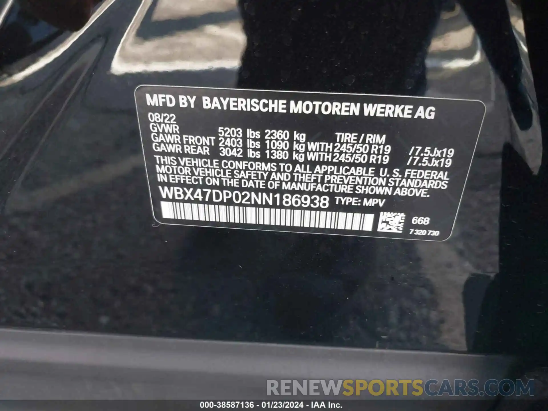 9 Фотография поврежденного автомобиля WBX47DP02NN186938 BMW X3 2022