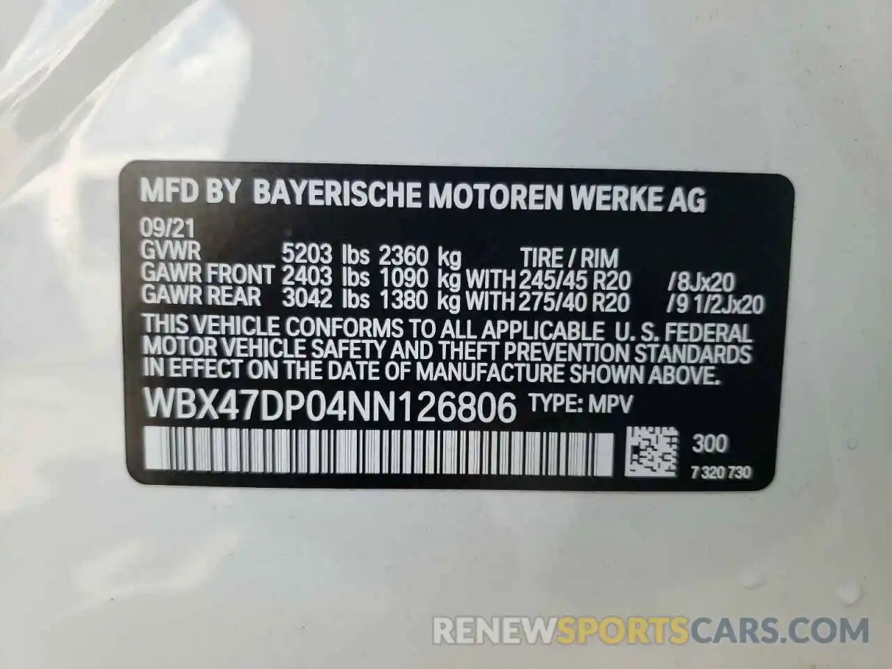 10 Фотография поврежденного автомобиля WBX47DP04NN126806 BMW X3 2022