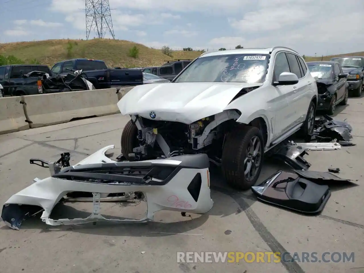 2 Photograph of a damaged car WBX57DP02NN148047 BMW X3 2022