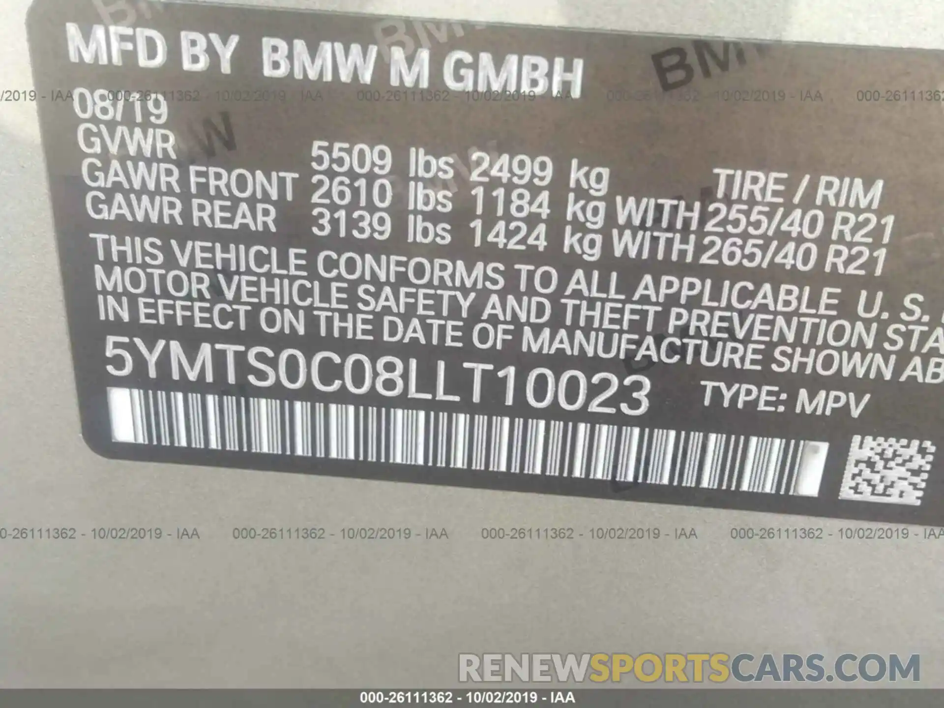 9 Фотография поврежденного автомобиля 5YMTS0C08LLT10023 BMW X3 M 2020
