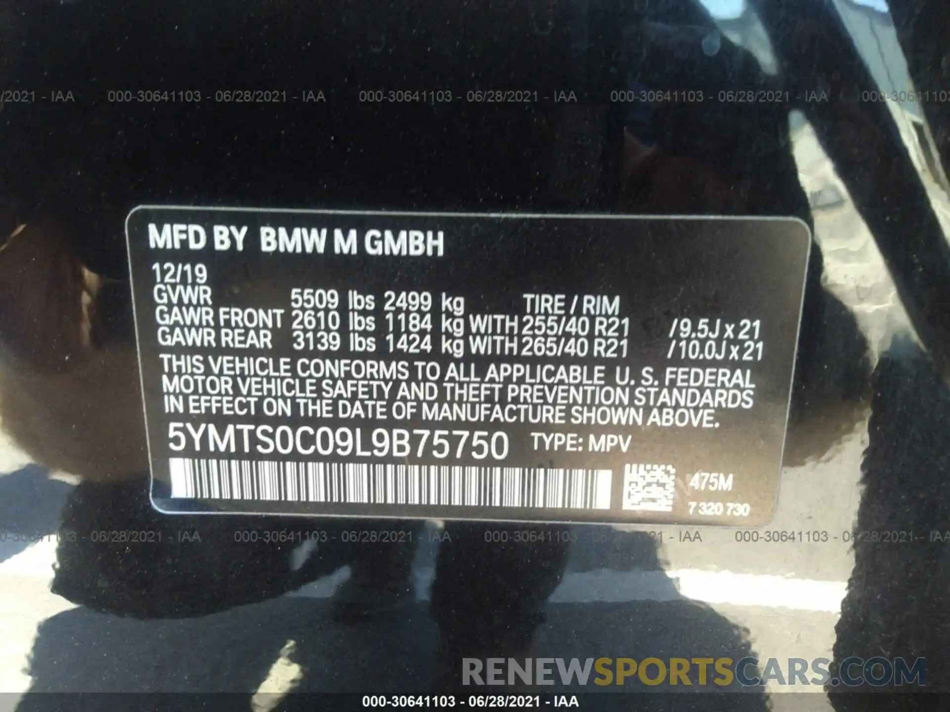 9 Фотография поврежденного автомобиля 5YMTS0C09L9B75750 BMW X3 M 2020