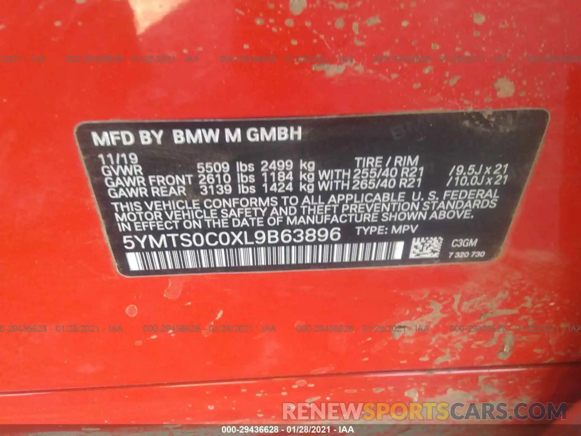 9 Photograph of a damaged car 5YMTS0C0XL9B63896 BMW X3 M 2020