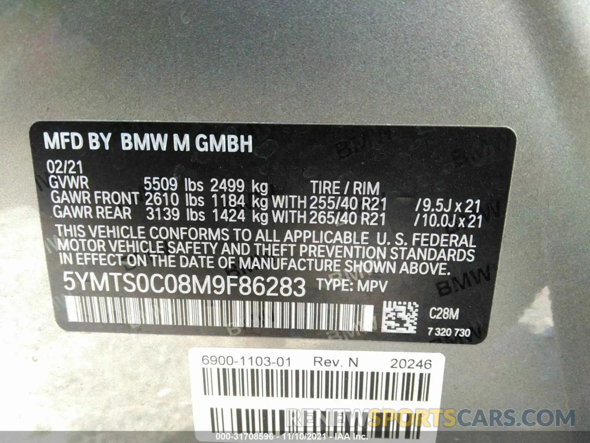 9 Фотография поврежденного автомобиля 5YMTS0C08M9F86283 BMW X3 M 2021