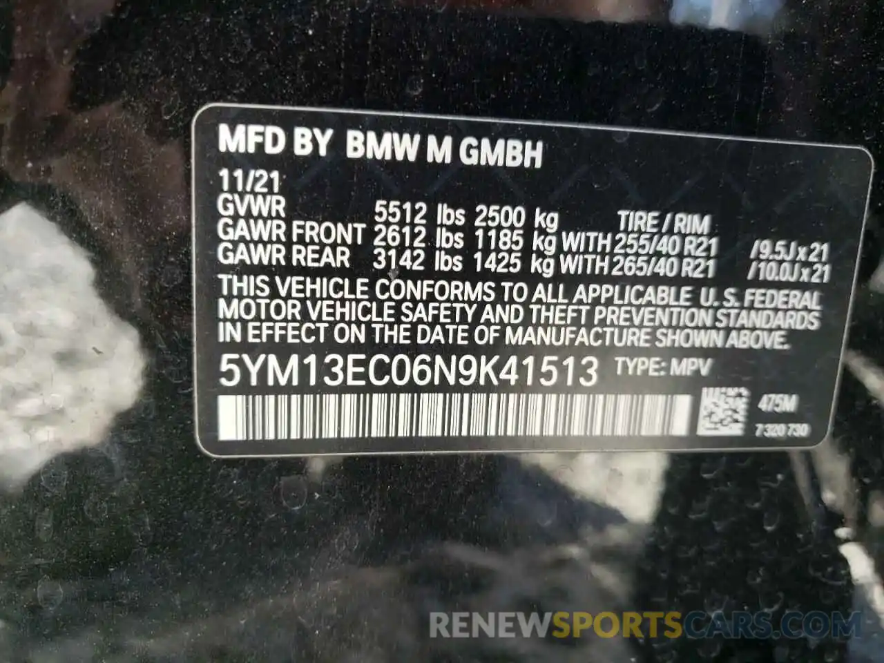 10 Фотография поврежденного автомобиля 5YM13EC06N9K41513 BMW X3 M 2022