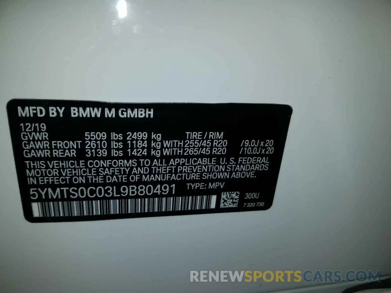 10 Photograph of a damaged car 5YMTS0C03L9B80491 BMW X3 M COMPE 2020