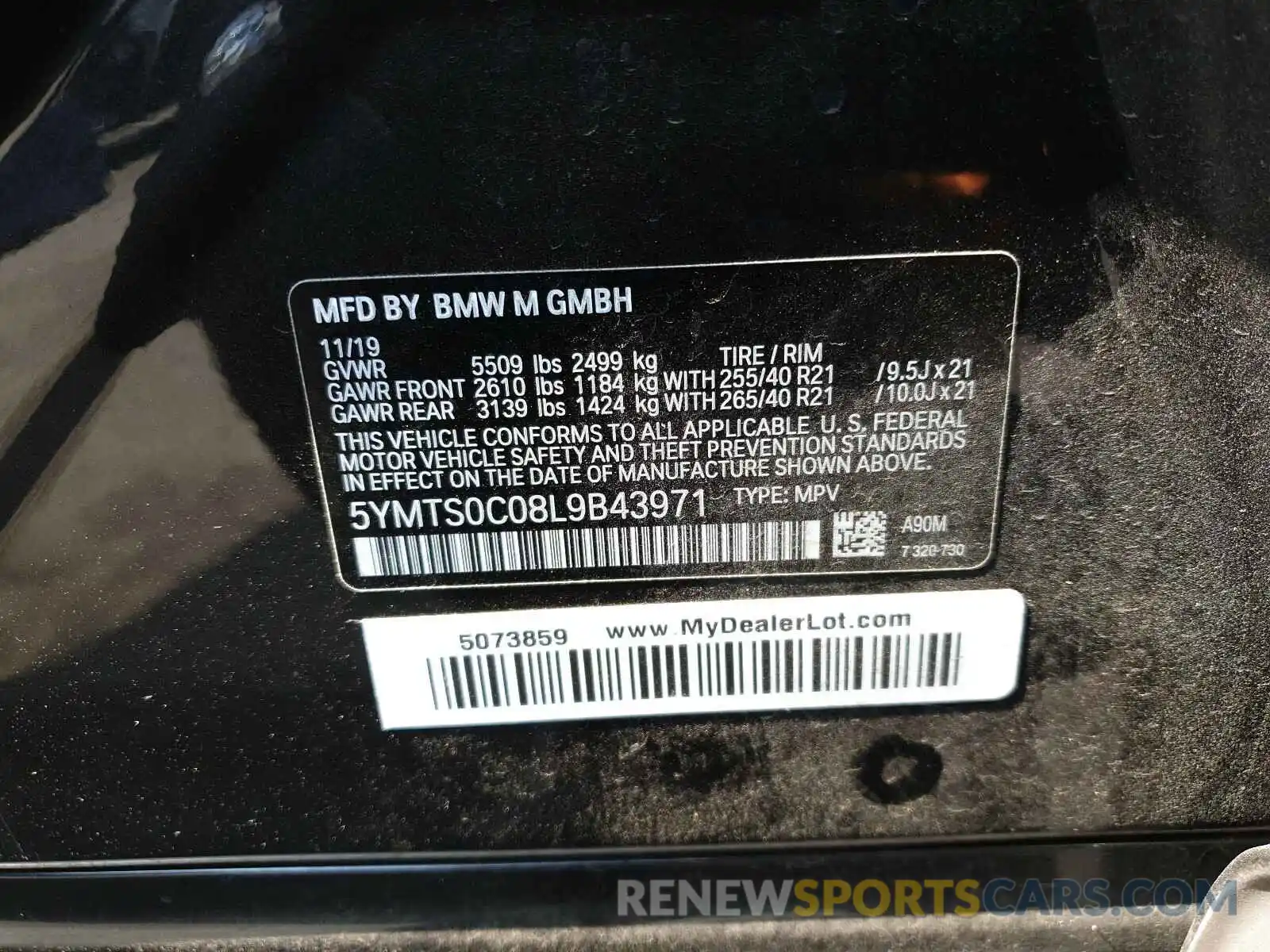 10 Фотография поврежденного автомобиля 5YMTS0C08L9B43971 BMW X3 M COMPE 2020