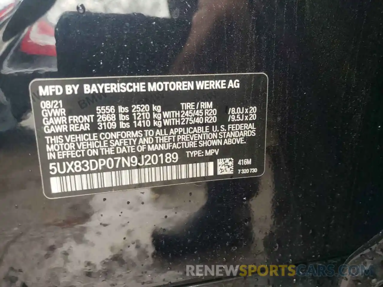 12 Фотография поврежденного автомобиля 5UX83DP07N9J20189 BMW X3 M40I 2022