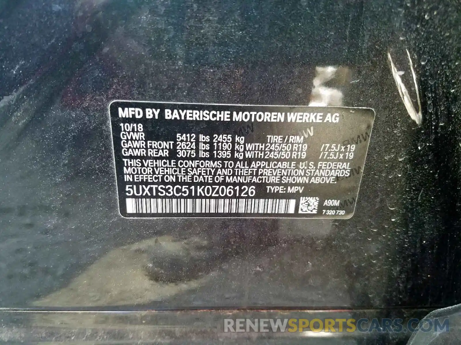 10 Фотография поврежденного автомобиля 5UXTS3C51K0Z06126 BMW X3 XDRIVEM 2019