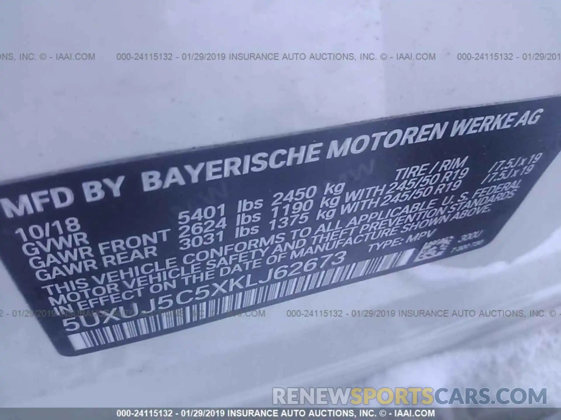 9 Фотография поврежденного автомобиля 5UXUJ5C5XKLJ62673 BMW X4 2019
