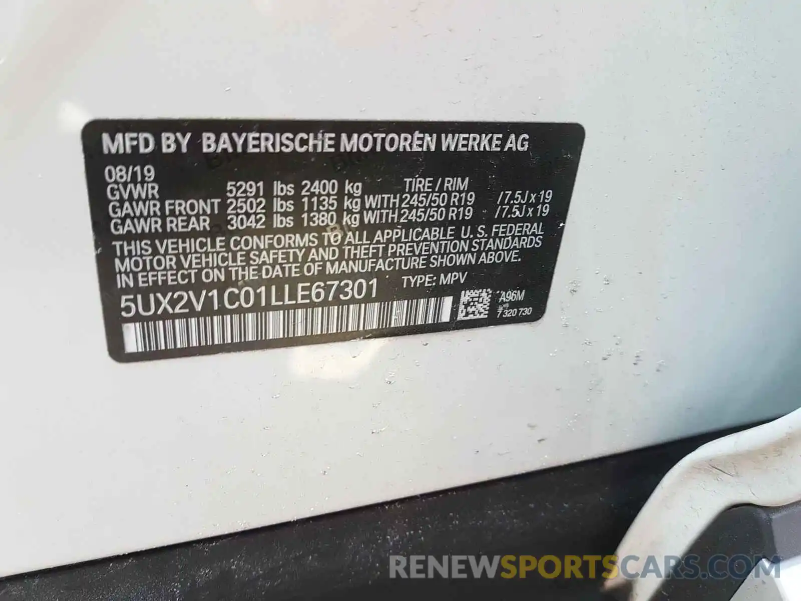 10 Photograph of a damaged car 5UX2V1C01LLE67301 BMW X4 2020