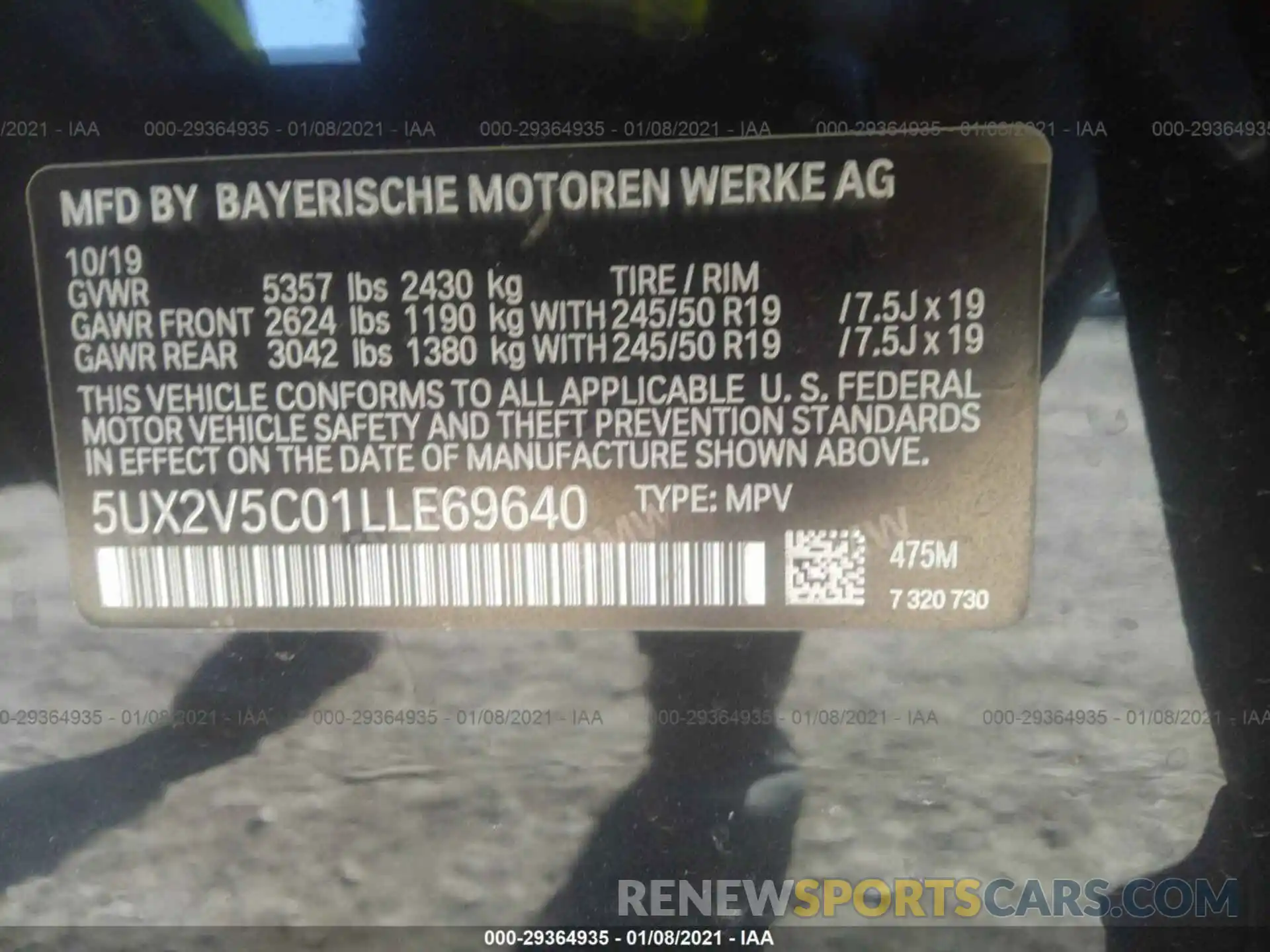 9 Photograph of a damaged car 5UX2V5C01LLE69640 BMW X4 2020