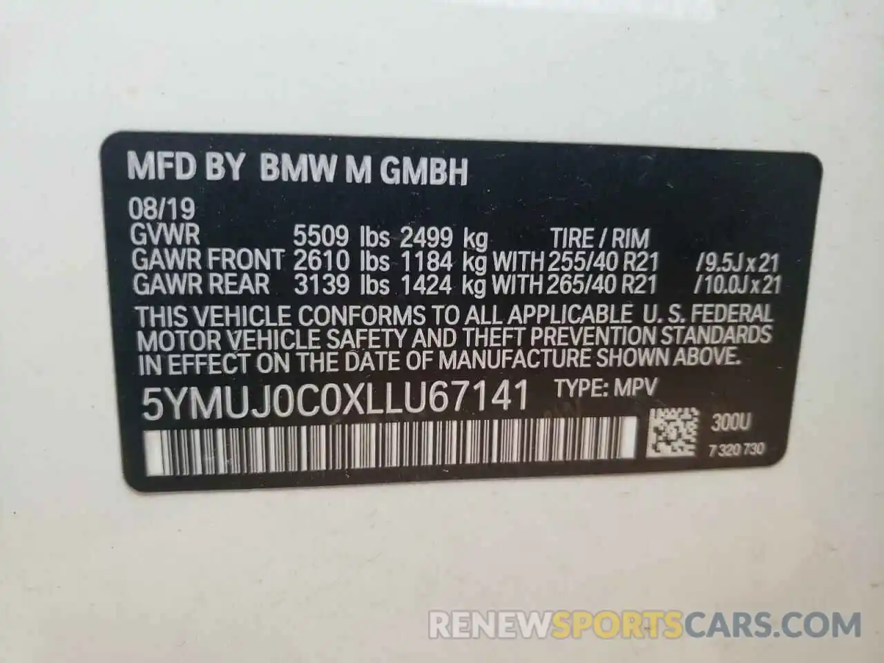 10 Photograph of a damaged car 5YMUJ0C0XLLU67141 BMW X4 2020