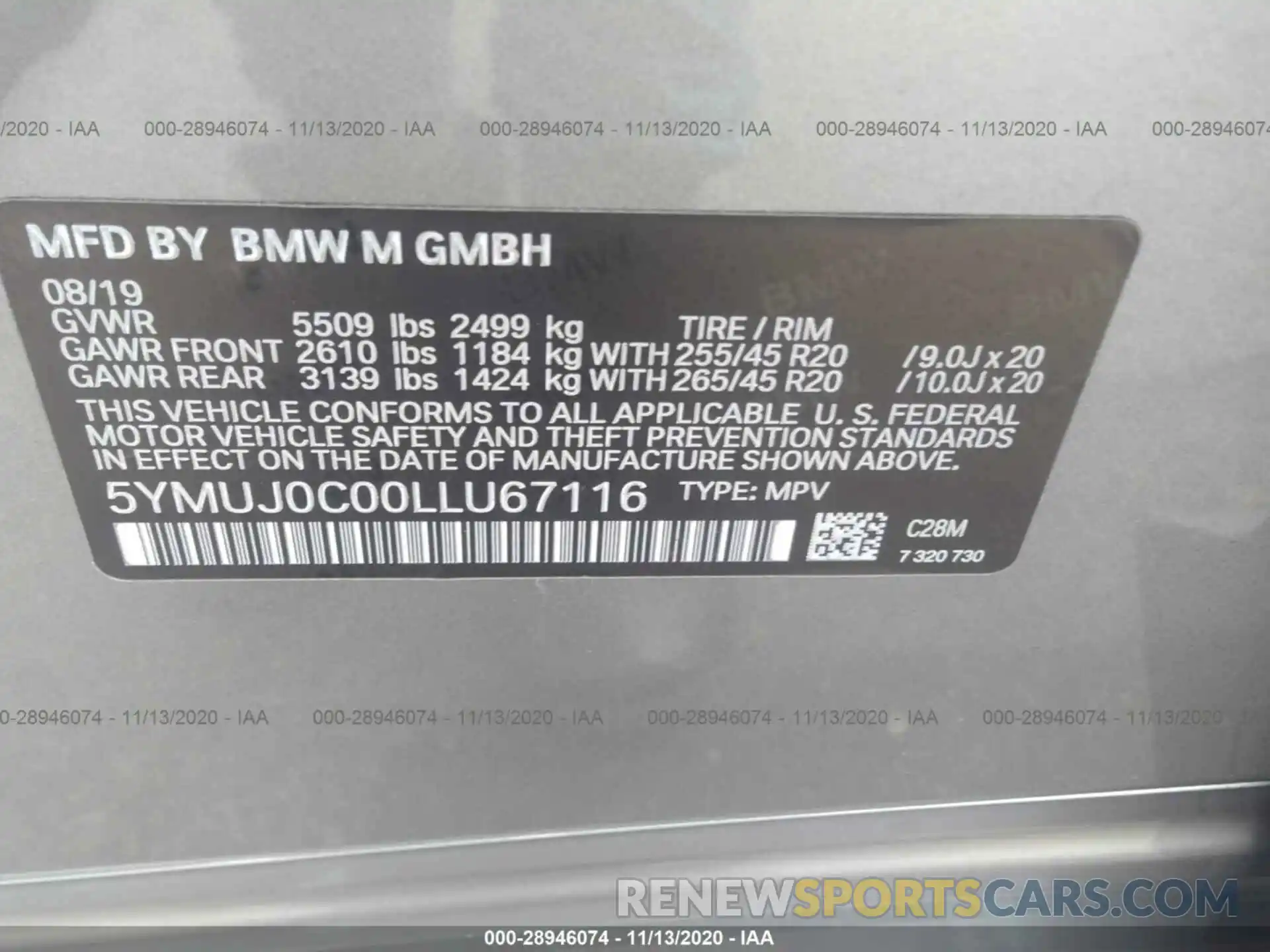 9 Фотография поврежденного автомобиля 5YMUJ0C00LLU67116 BMW X4 M 2020