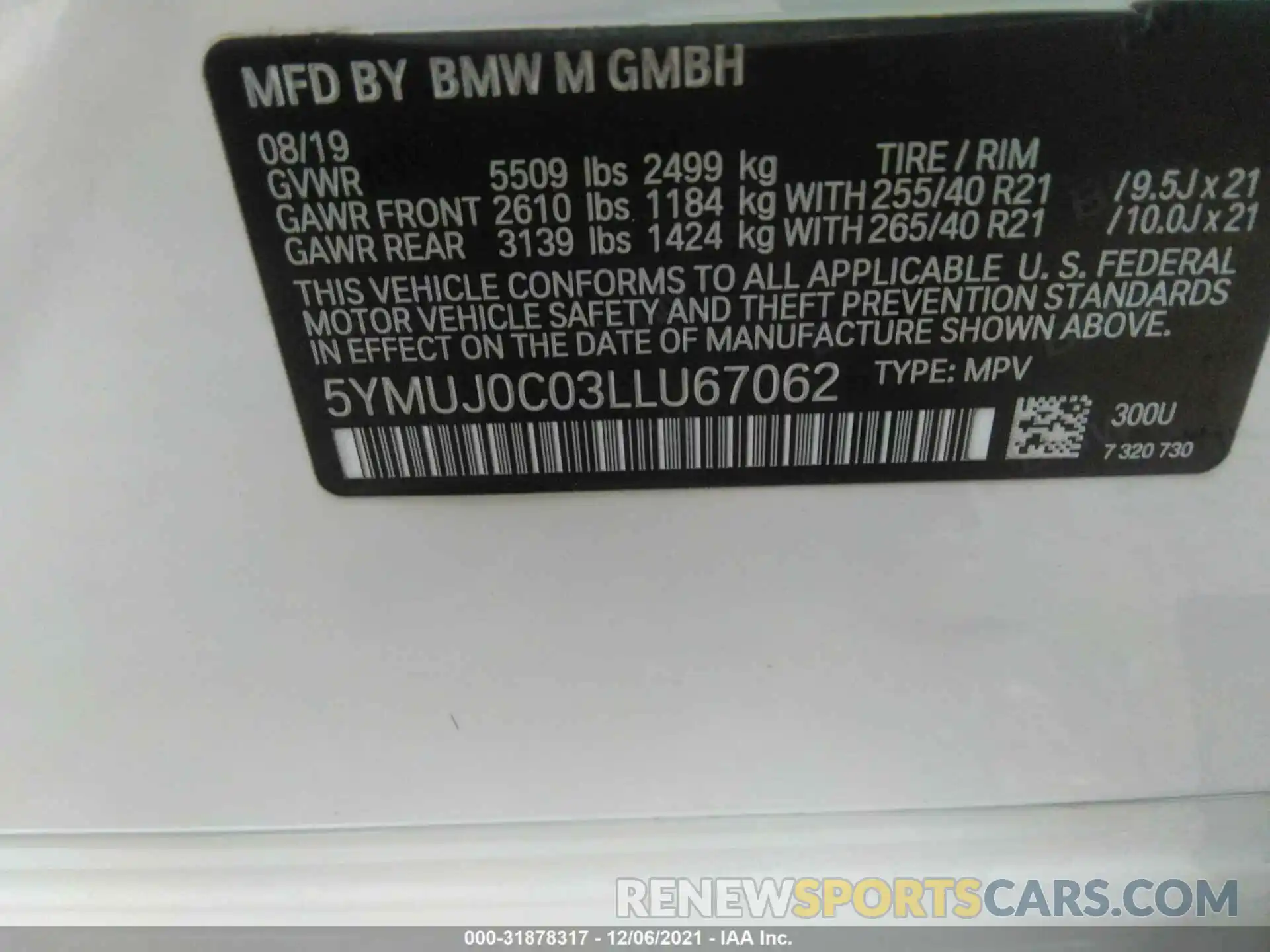 9 Фотография поврежденного автомобиля 5YMUJ0C03LLU67062 BMW X4 M 2020