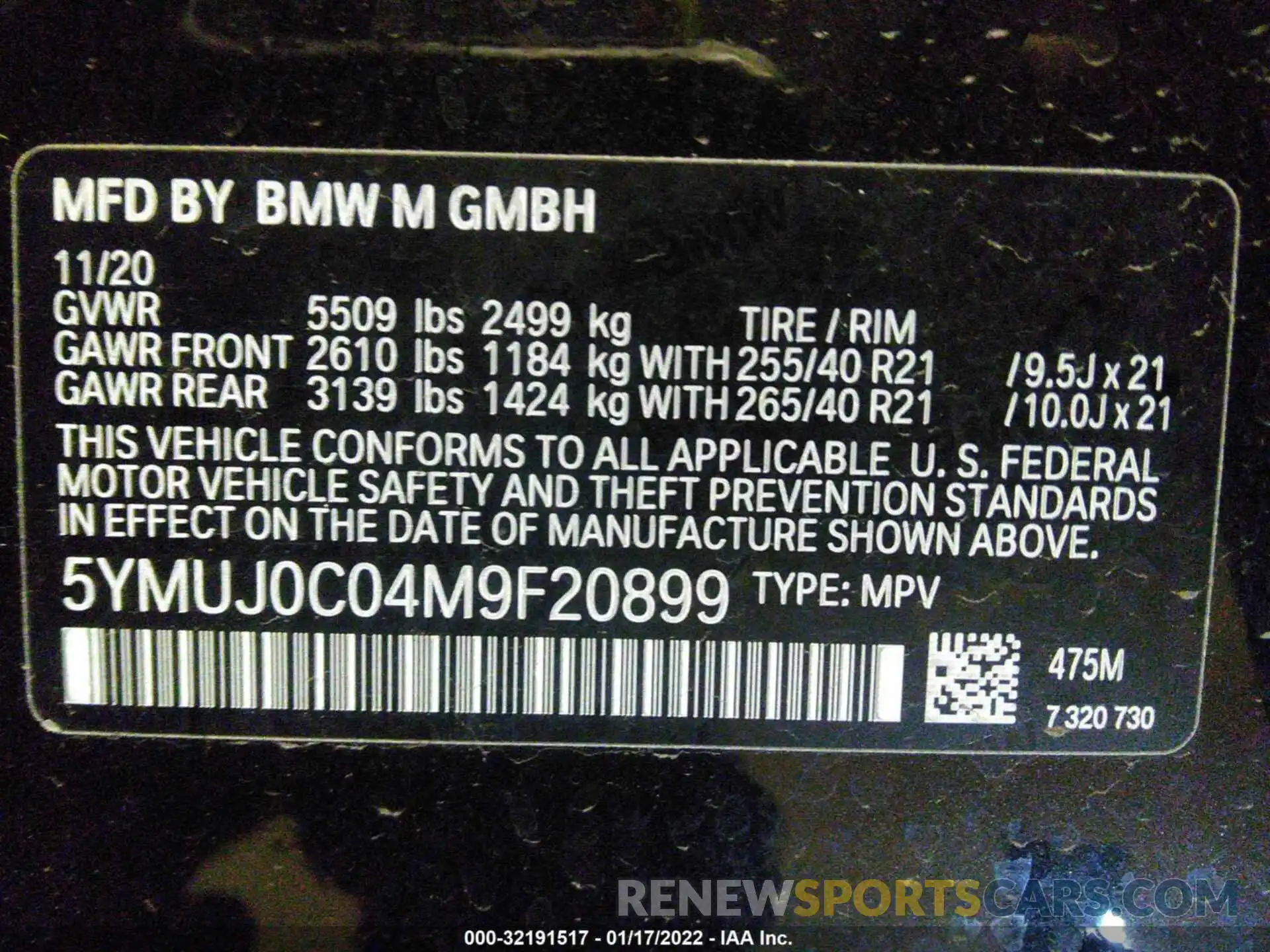 9 Photograph of a damaged car 5YMUJ0C04M9F20899 BMW X4 M 2021