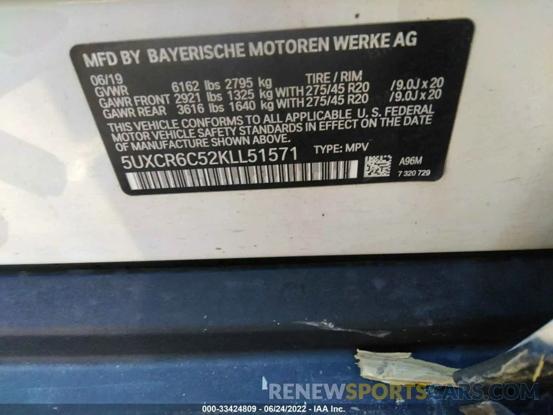 9 Фотография поврежденного автомобиля 5UXCR6C52KLL51571 BMW X5 2019