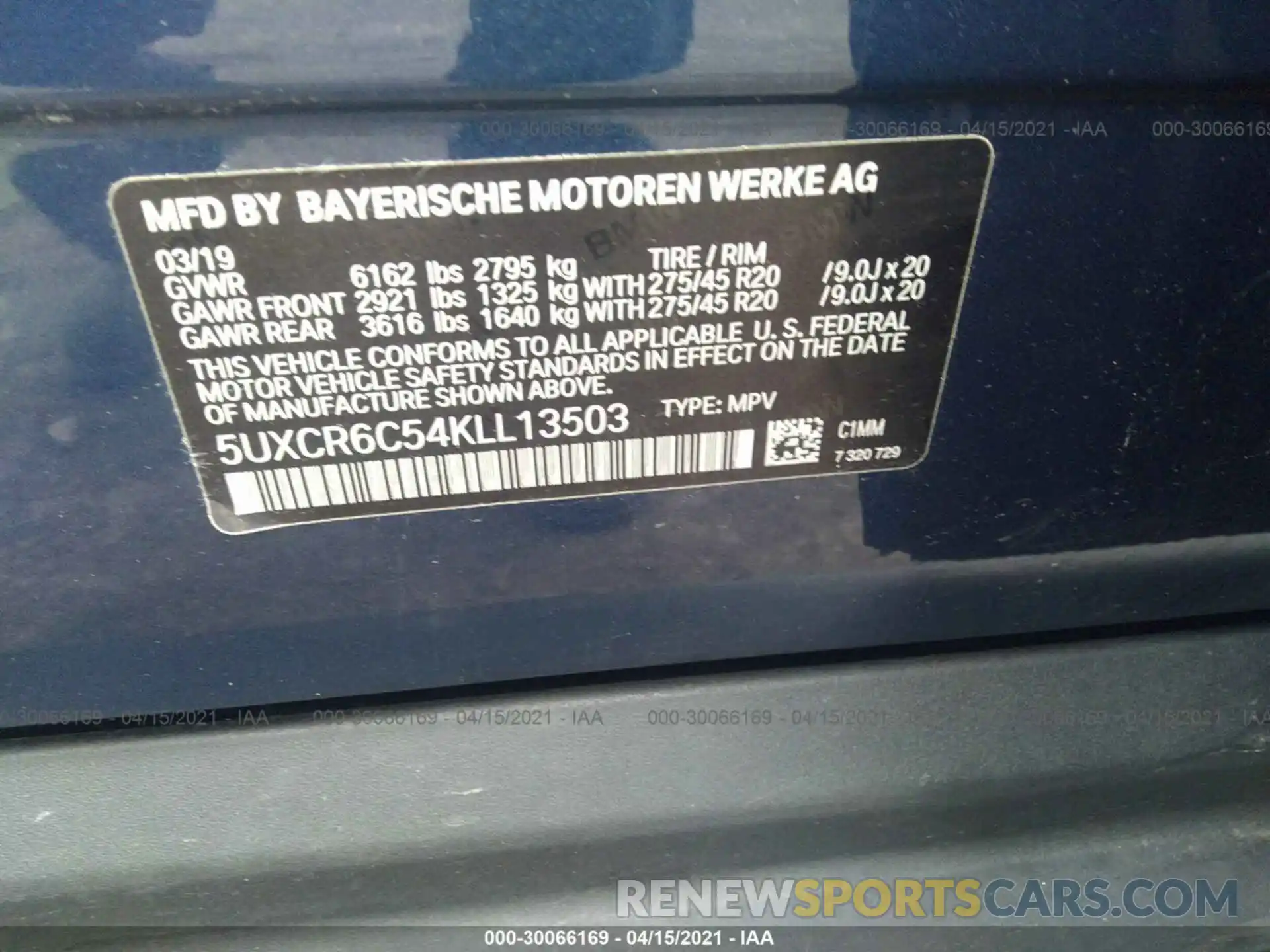 9 Photograph of a damaged car 5UXCR6C54KLL13503 BMW X5 2019