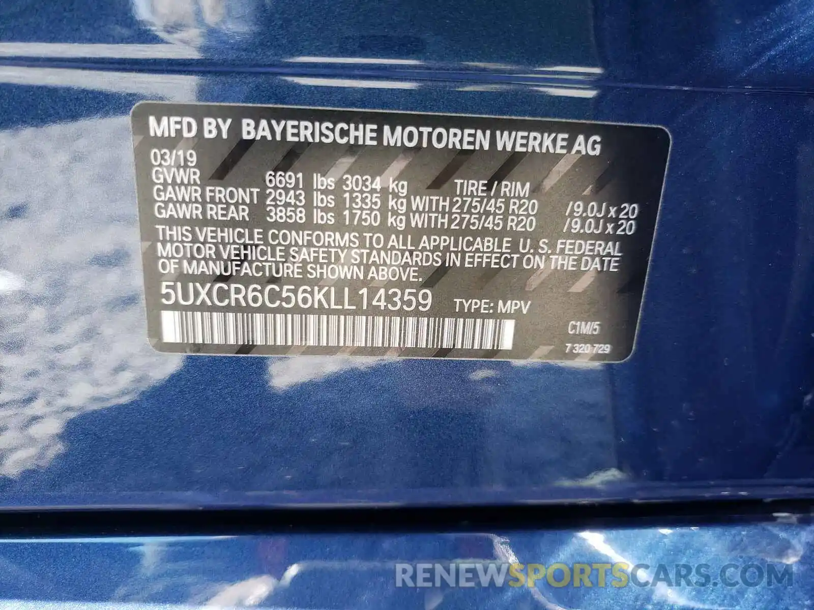 10 Photograph of a damaged car 5UXCR6C56KLL14359 BMW X5 2019
