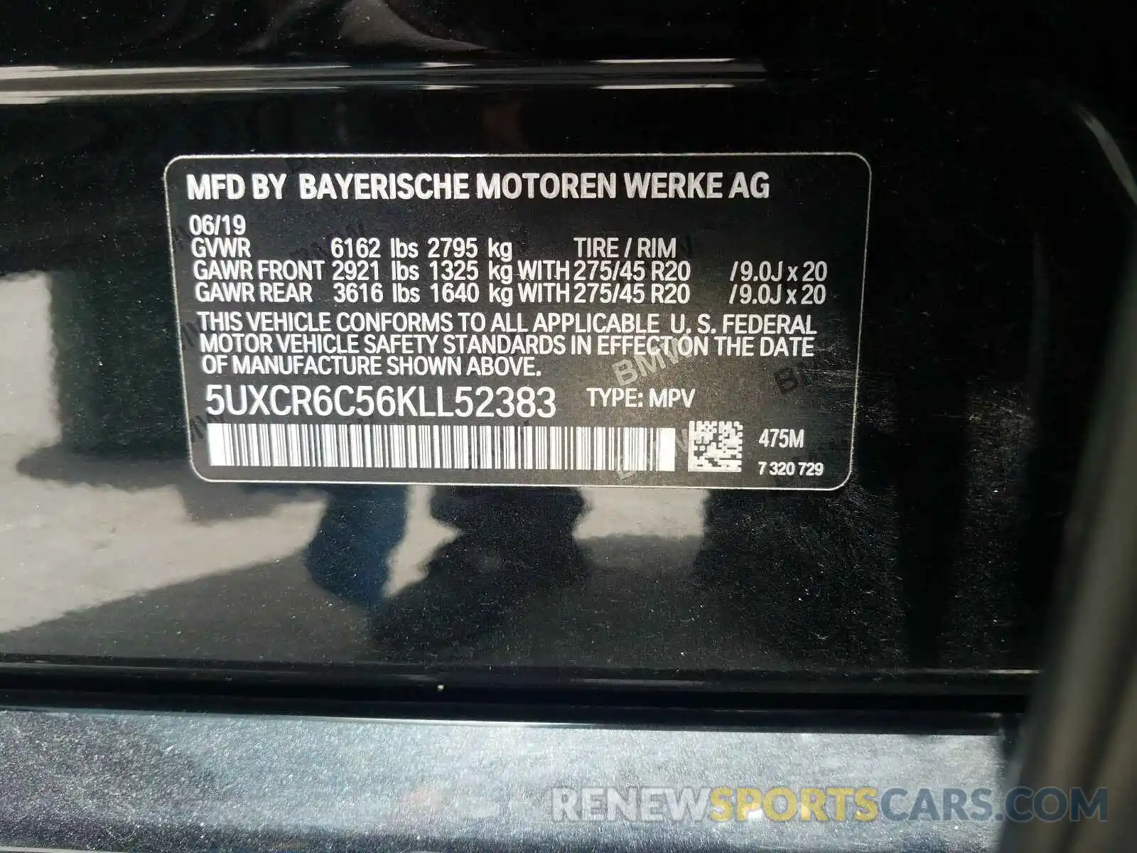10 Photograph of a damaged car 5UXCR6C56KLL52383 BMW X5 2019
