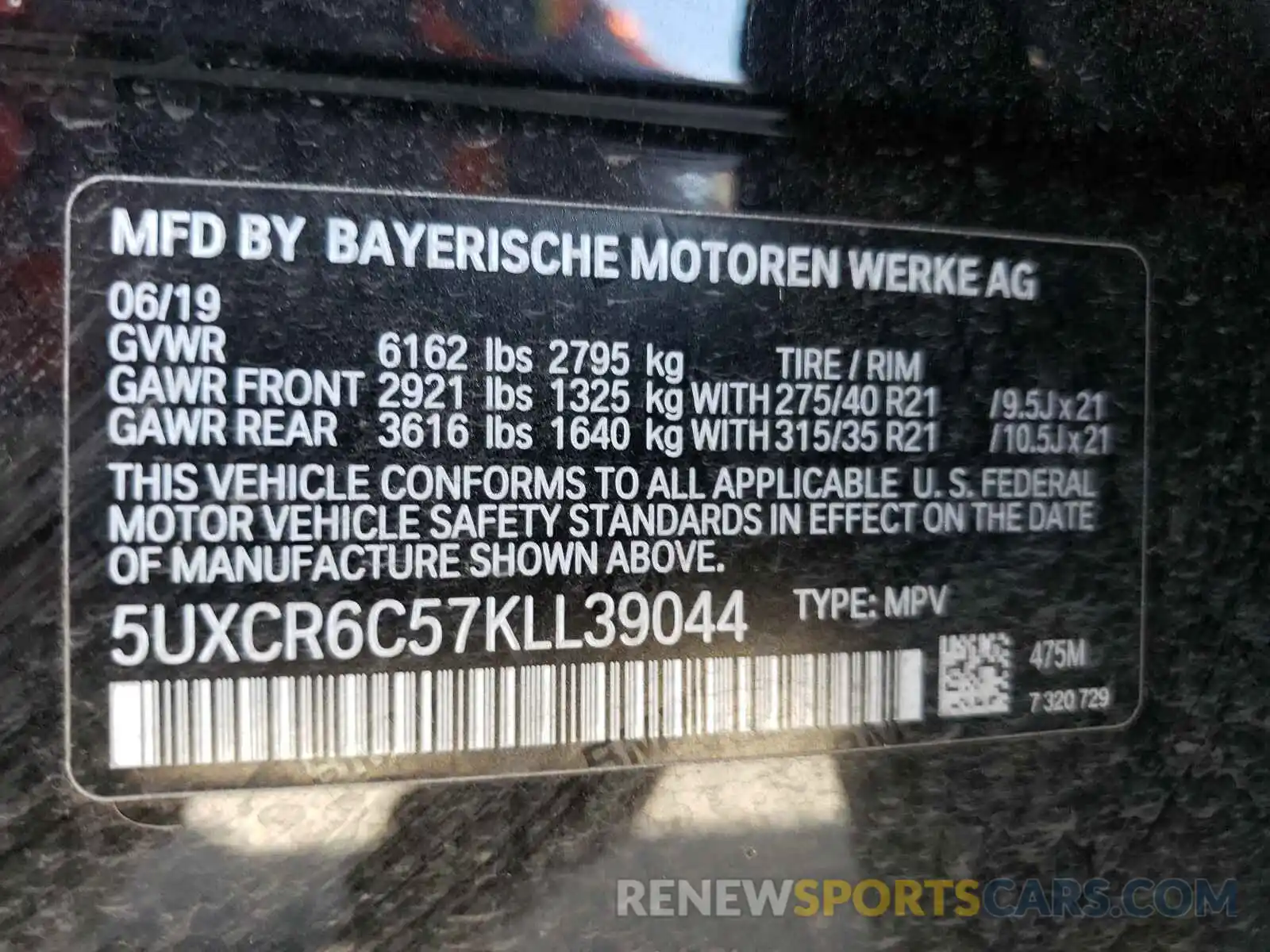 10 Фотография поврежденного автомобиля 5UXCR6C57KLL39044 BMW X5 2019