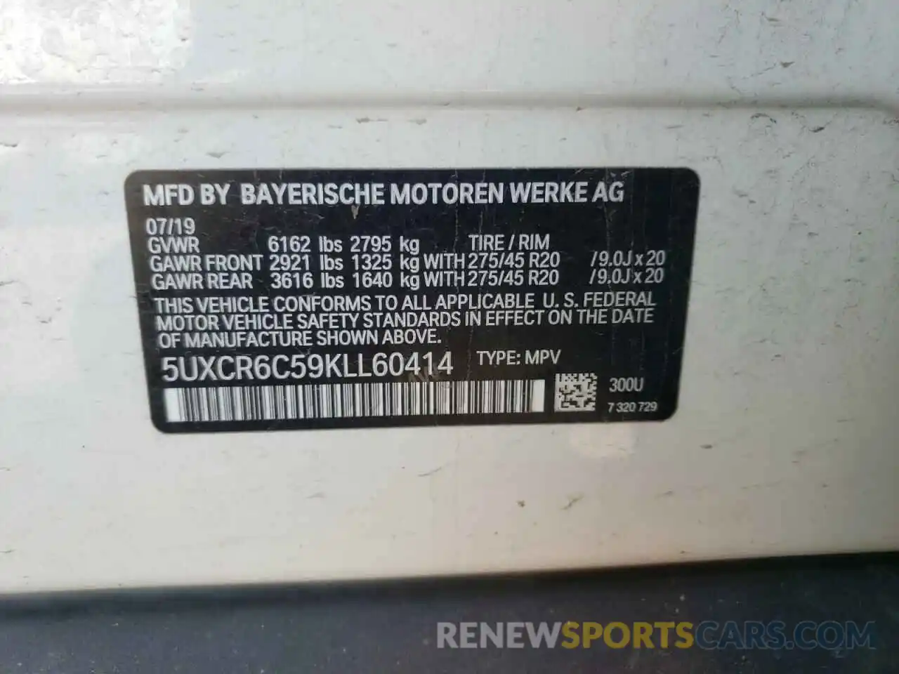 10 Фотография поврежденного автомобиля 5UXCR6C59KLL60414 BMW X5 2019