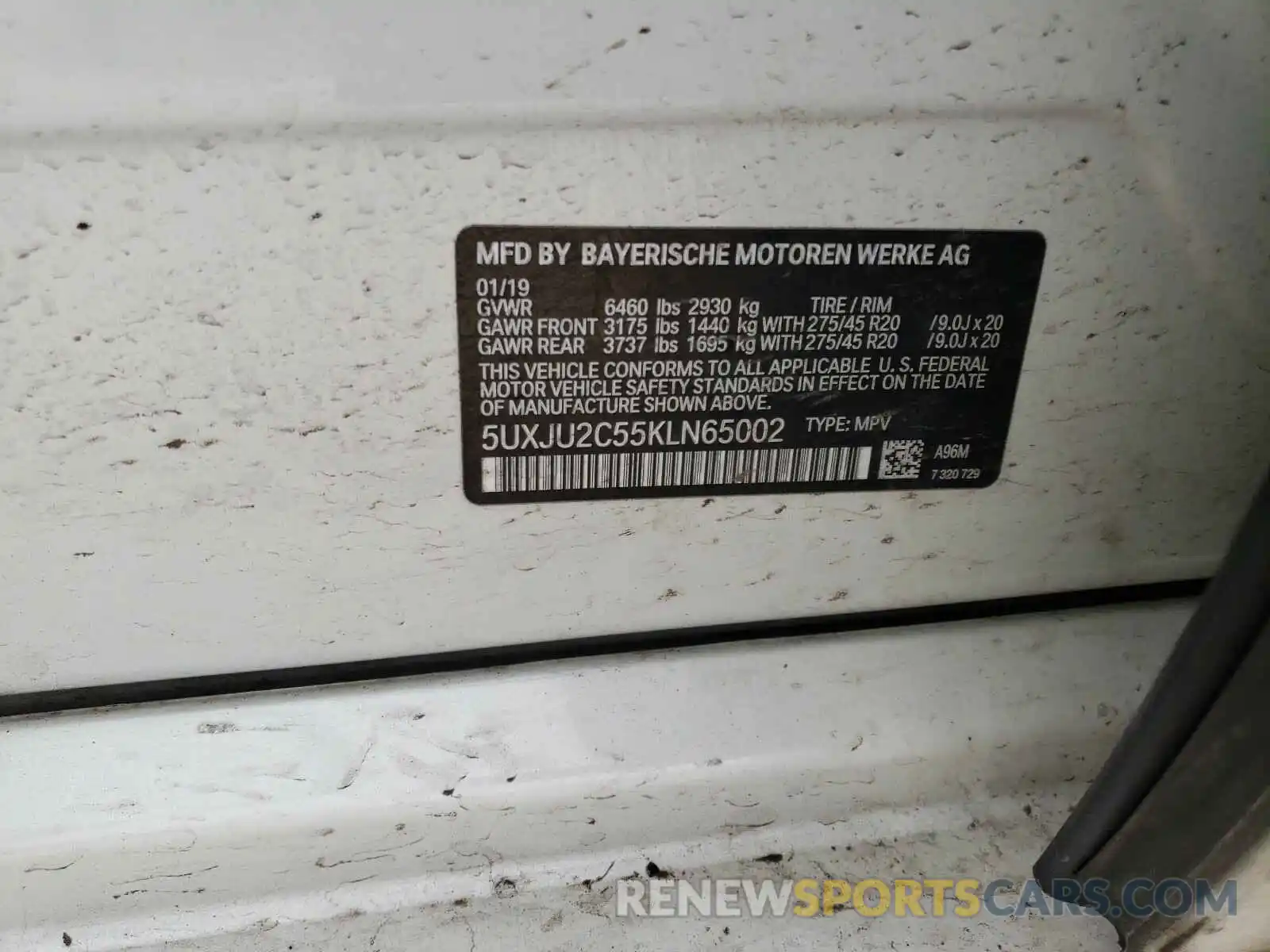 10 Photograph of a damaged car 5UXJU2C55KLN65002 BMW X5 2019