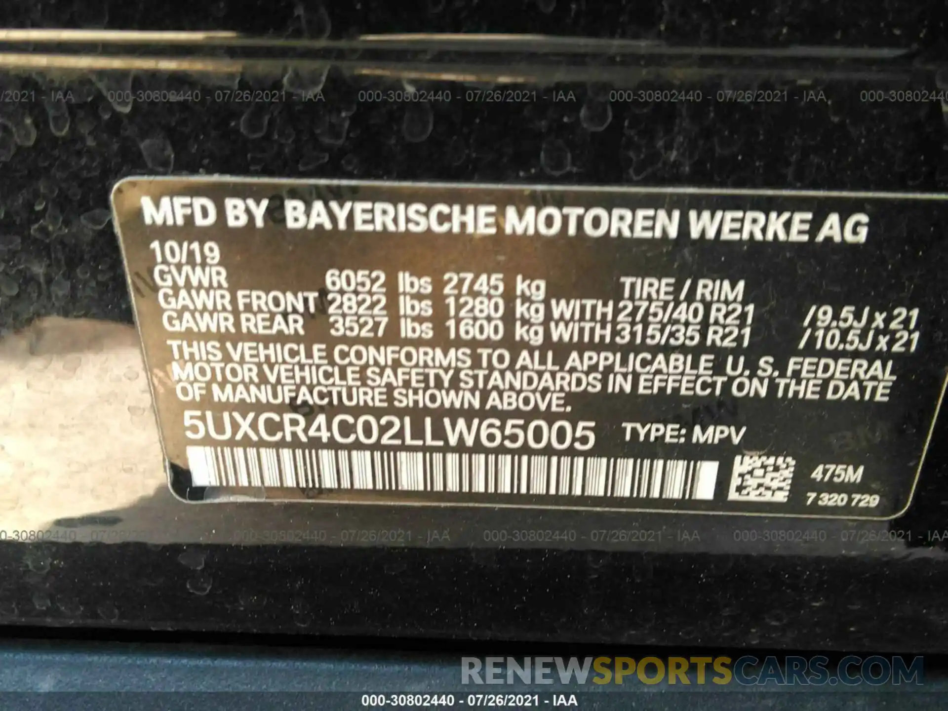 9 Фотография поврежденного автомобиля 5UXCR4C02LLW65005 BMW X5 2020