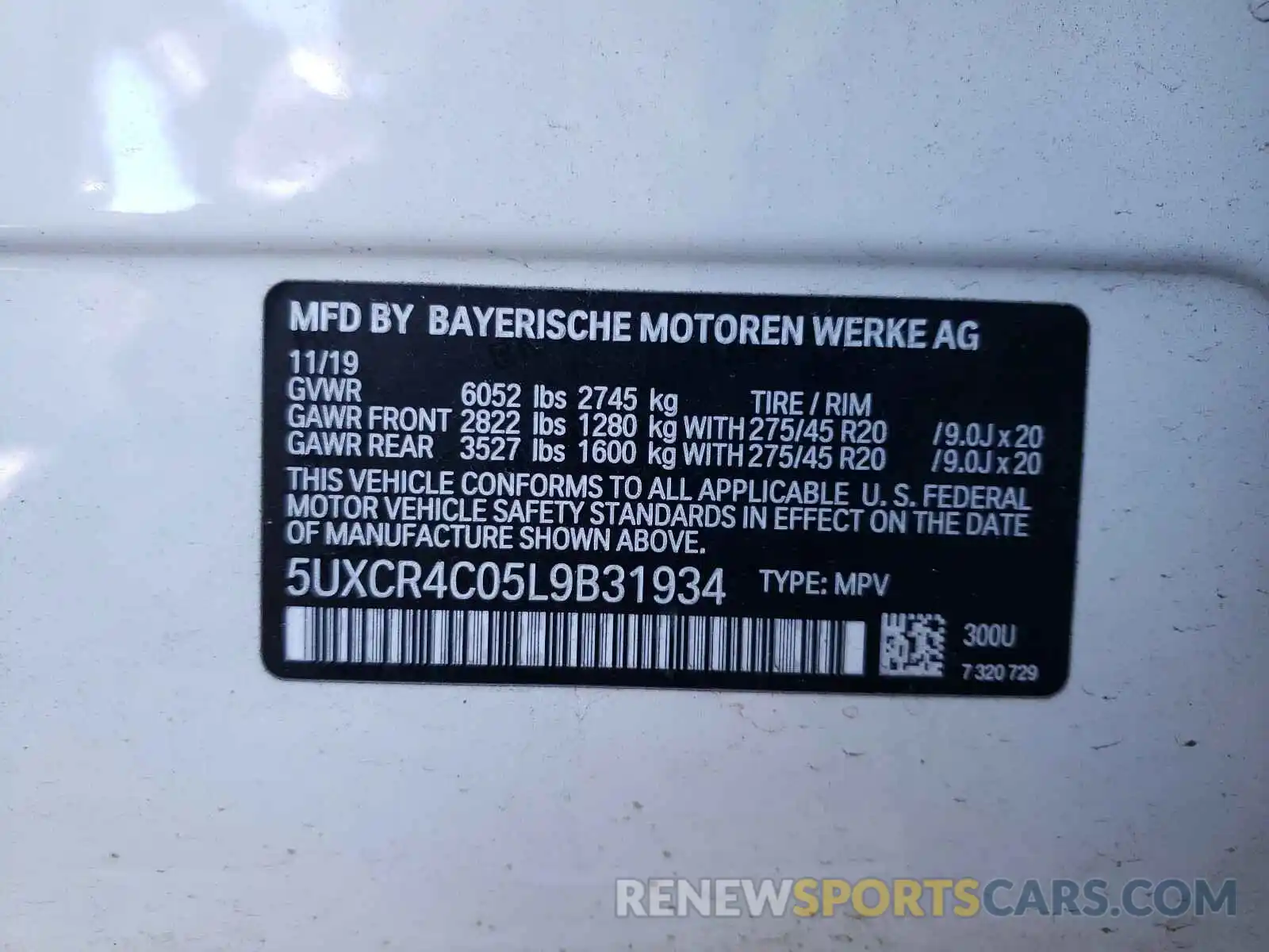 10 Photograph of a damaged car 5UXCR4C05L9B31934 BMW X5 2020