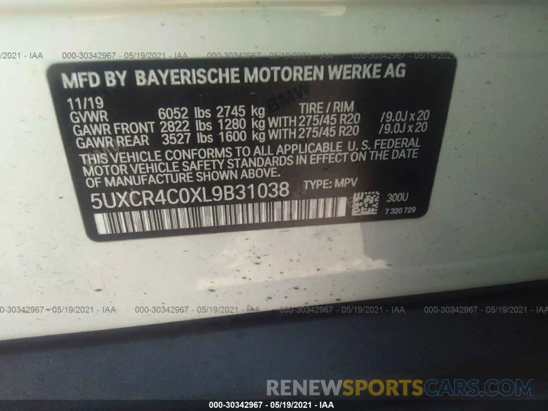 9 Фотография поврежденного автомобиля 5UXCR4C0XL9B31038 BMW X5 2020