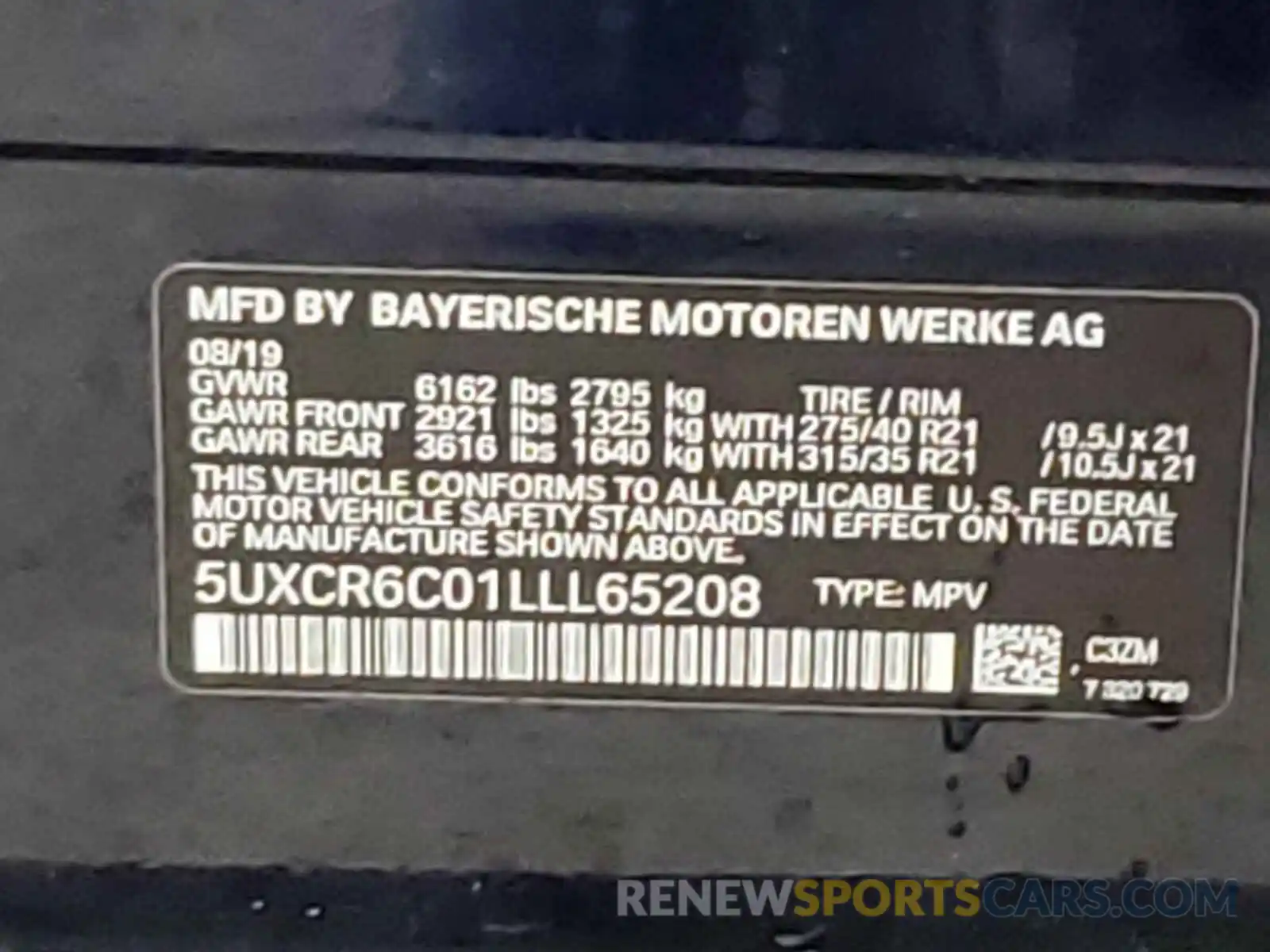 10 Photograph of a damaged car 5UXCR6C01LLL65208 BMW X5 2020