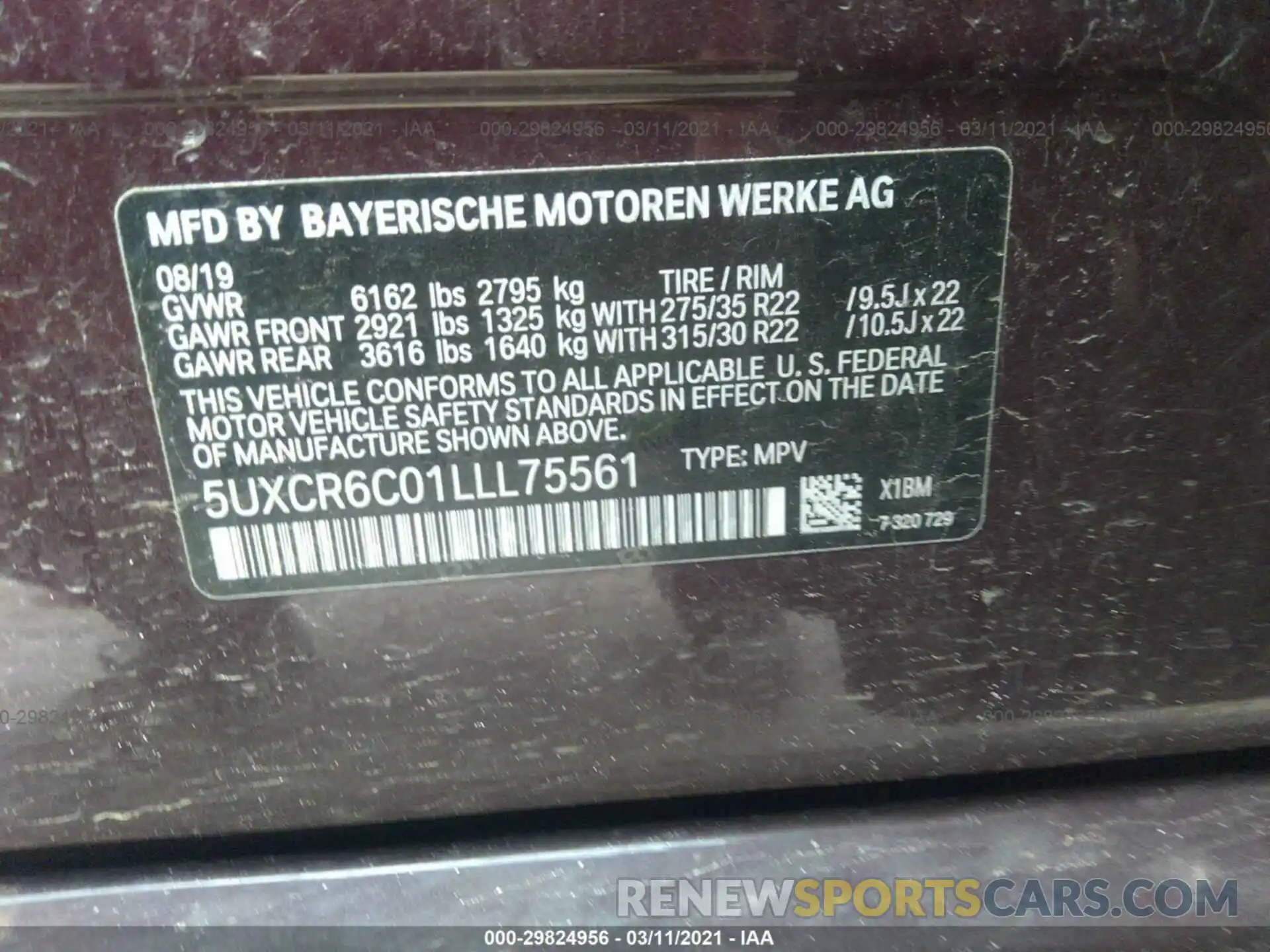 9 Фотография поврежденного автомобиля 5UXCR6C01LLL75561 BMW X5 2020