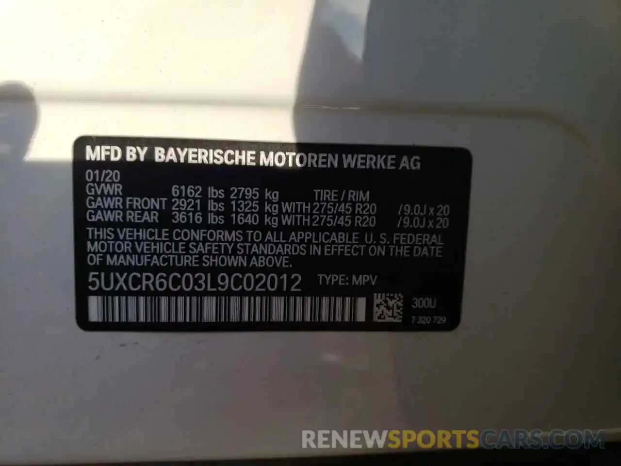 12 Photograph of a damaged car 5UXCR6C03L9C02012 BMW X5 2020