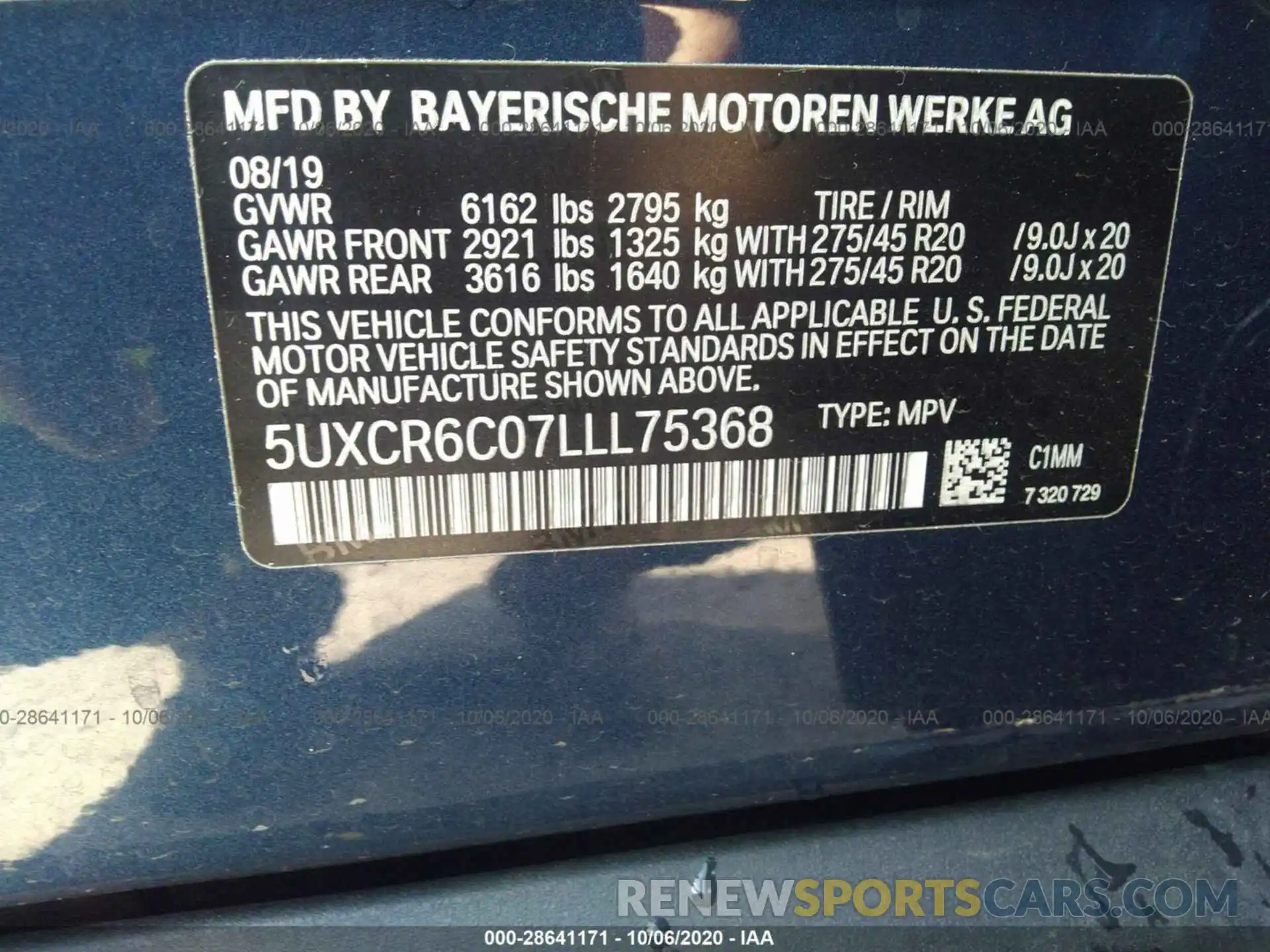 8 Photograph of a damaged car 5UXCR6C07LLL75368 BMW X5 2020