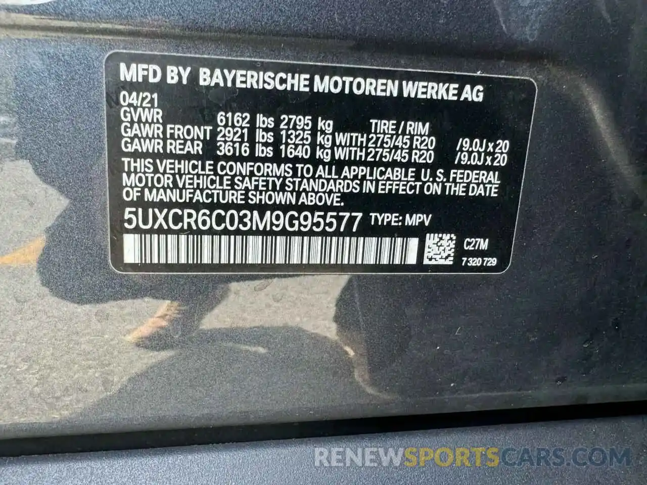 12 Photograph of a damaged car 5UXCR6C03M9G95577 BMW X5 2021