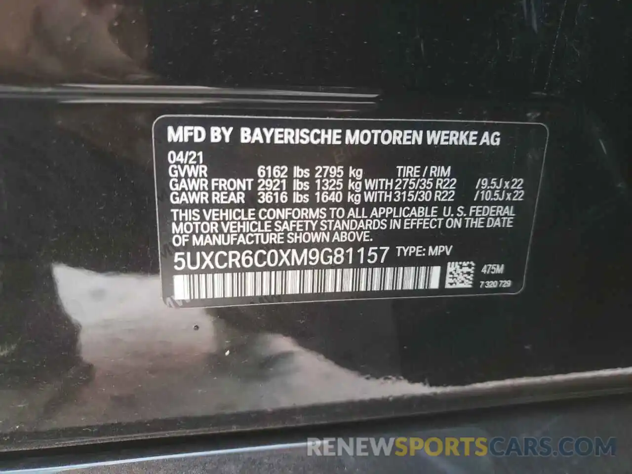 10 Фотография поврежденного автомобиля 5UXCR6C0XM9G81157 BMW X5 2021