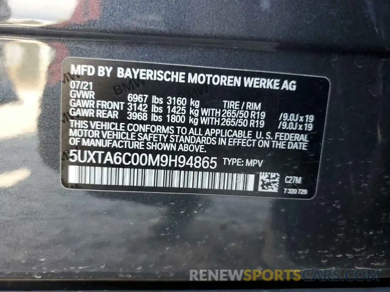 14 Photograph of a damaged car 5UXTA6C00M9H94865 BMW X5 2021