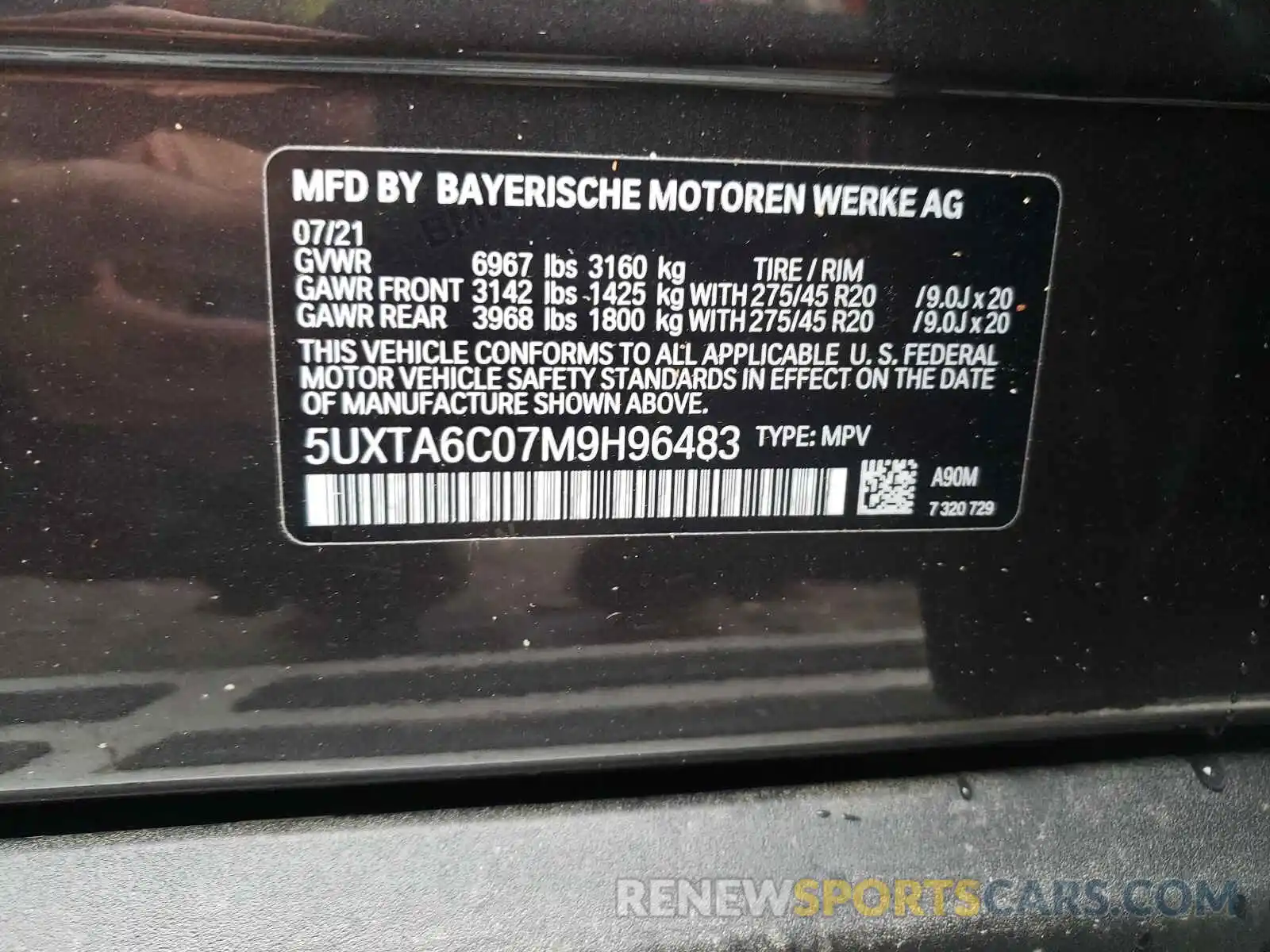 10 Фотография поврежденного автомобиля 5UXTA6C07M9H96483 BMW X5 2021