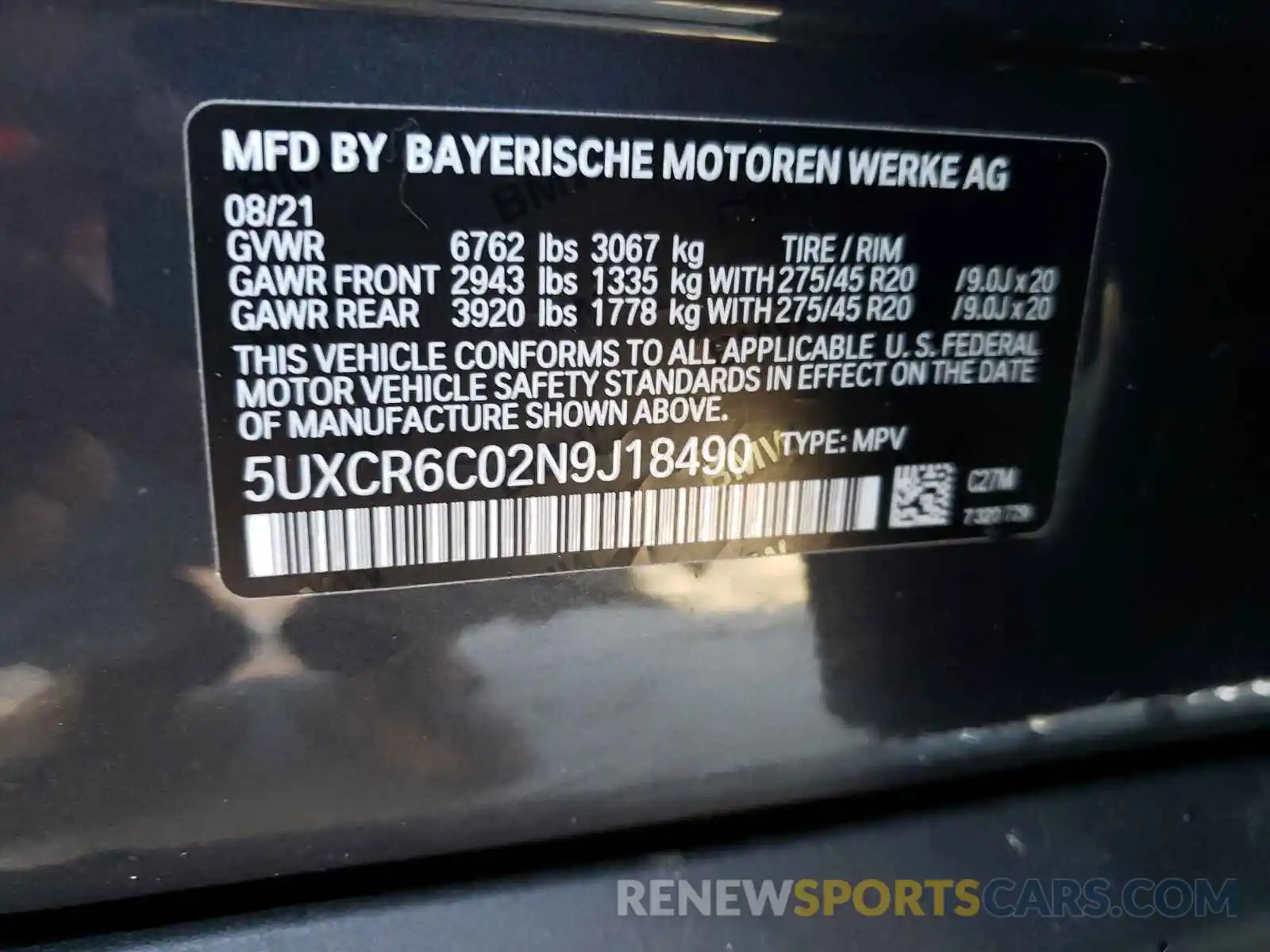 10 Фотография поврежденного автомобиля 5UXCR6C02N9J18490 BMW X5 2022