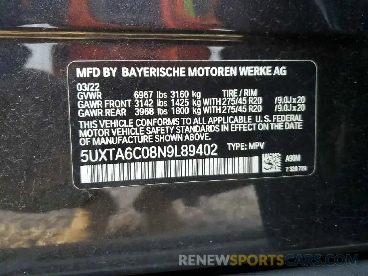13 Photograph of a damaged car 5UXTA6C08N9L89402 BMW X5 2022