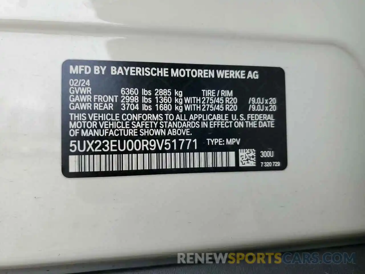 12 Фотография поврежденного автомобиля 5UX23EU00R9V51771 BMW X5 2024