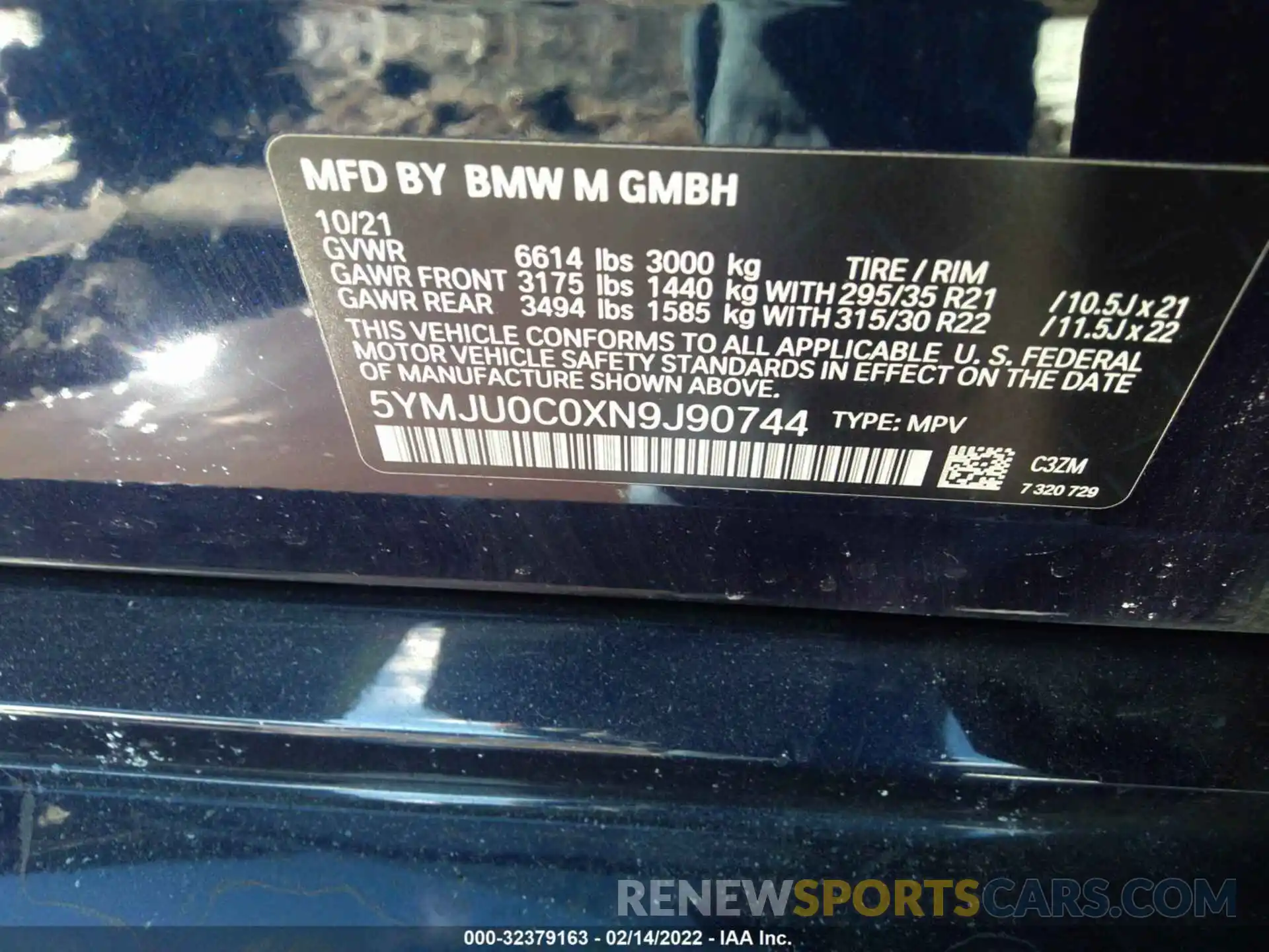 9 Фотография поврежденного автомобиля 5YMJU0C0XN9J90744 BMW X5 M 2022