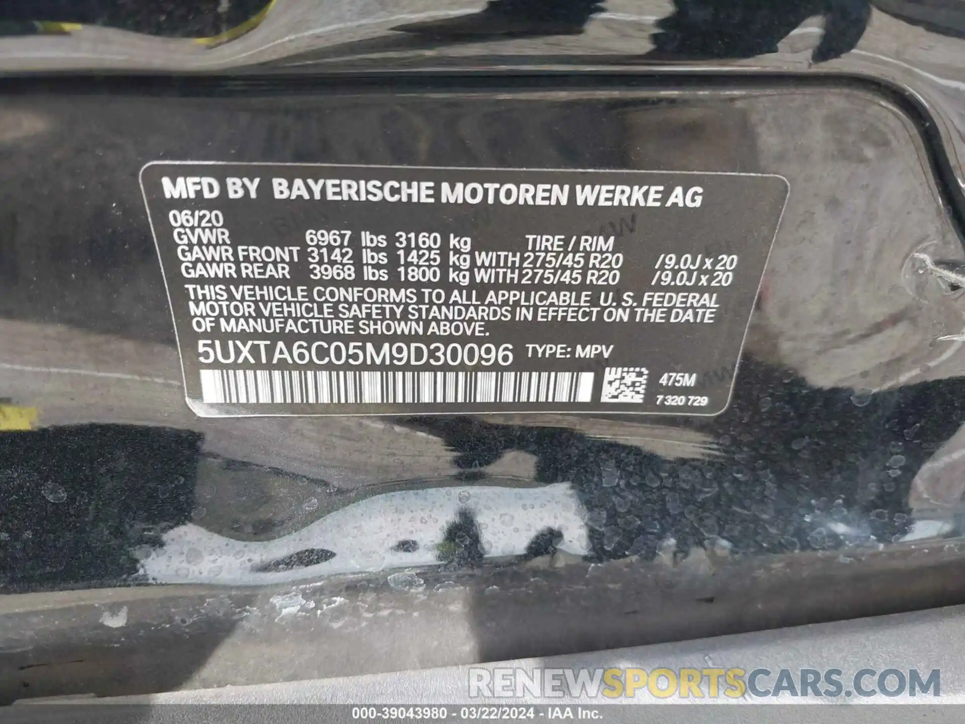 9 Photograph of a damaged car 5UXTA6C05M9D30096 BMW X5 PHEV 2021